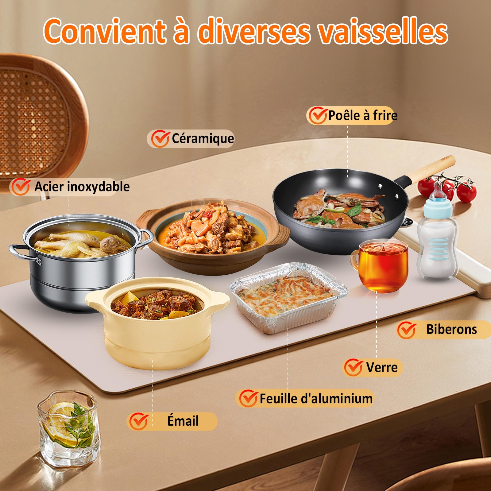 Chauffe Plat Électrique Plaque Chauffante Pliable Portable avec Température Réglable Chauffe Plat pour Aliments pour Fêtes, Buffets, Réunions de Famille, Chauffe-Assiette Alimentaire