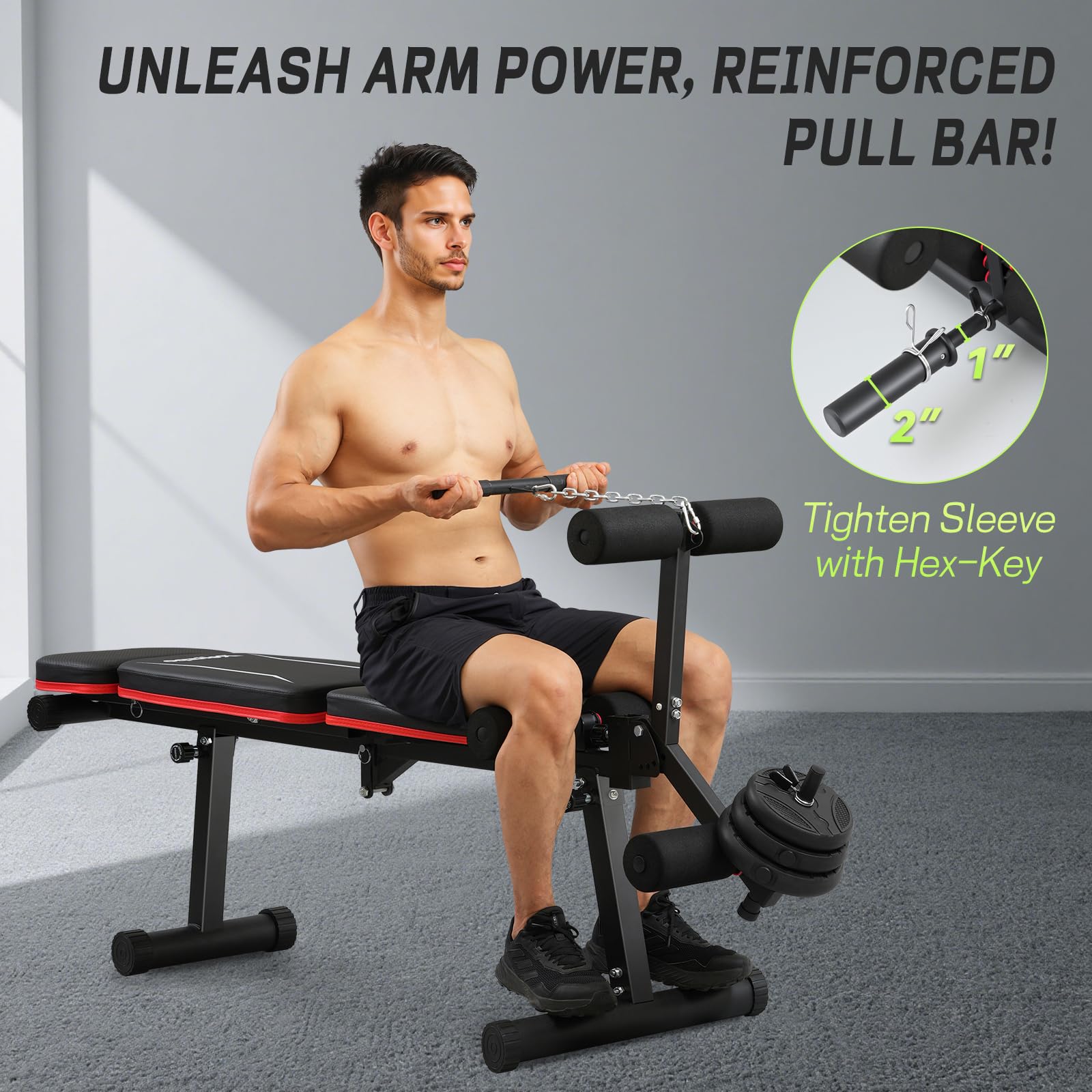 Adjustable Weight Bench with Leg Extension and Leg Curl, 1200 lbs | Foldable Workout Bench, Flat Incline Decline Design, 9 Back Positions, Preacher Pad, Full-Body Strength Training for Home Gym