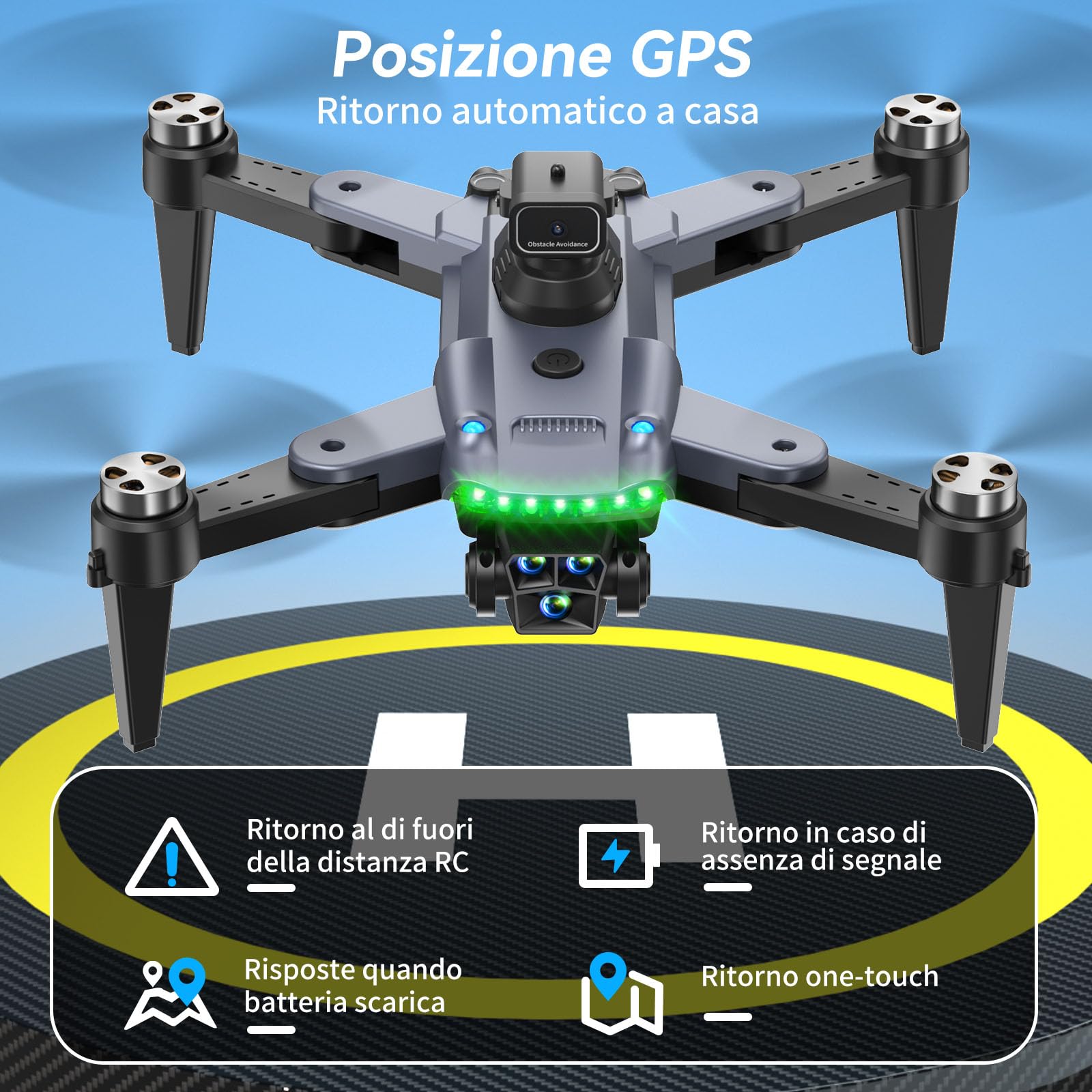 S166 Drone con Telecamera 4K Professionale, Meno di 249g, Fino a 68 Minuti di Volo (3 Batterie), GPS Rientro Automatico, Motore Brushless, Modalità Follow Me per Principianti（Nero）