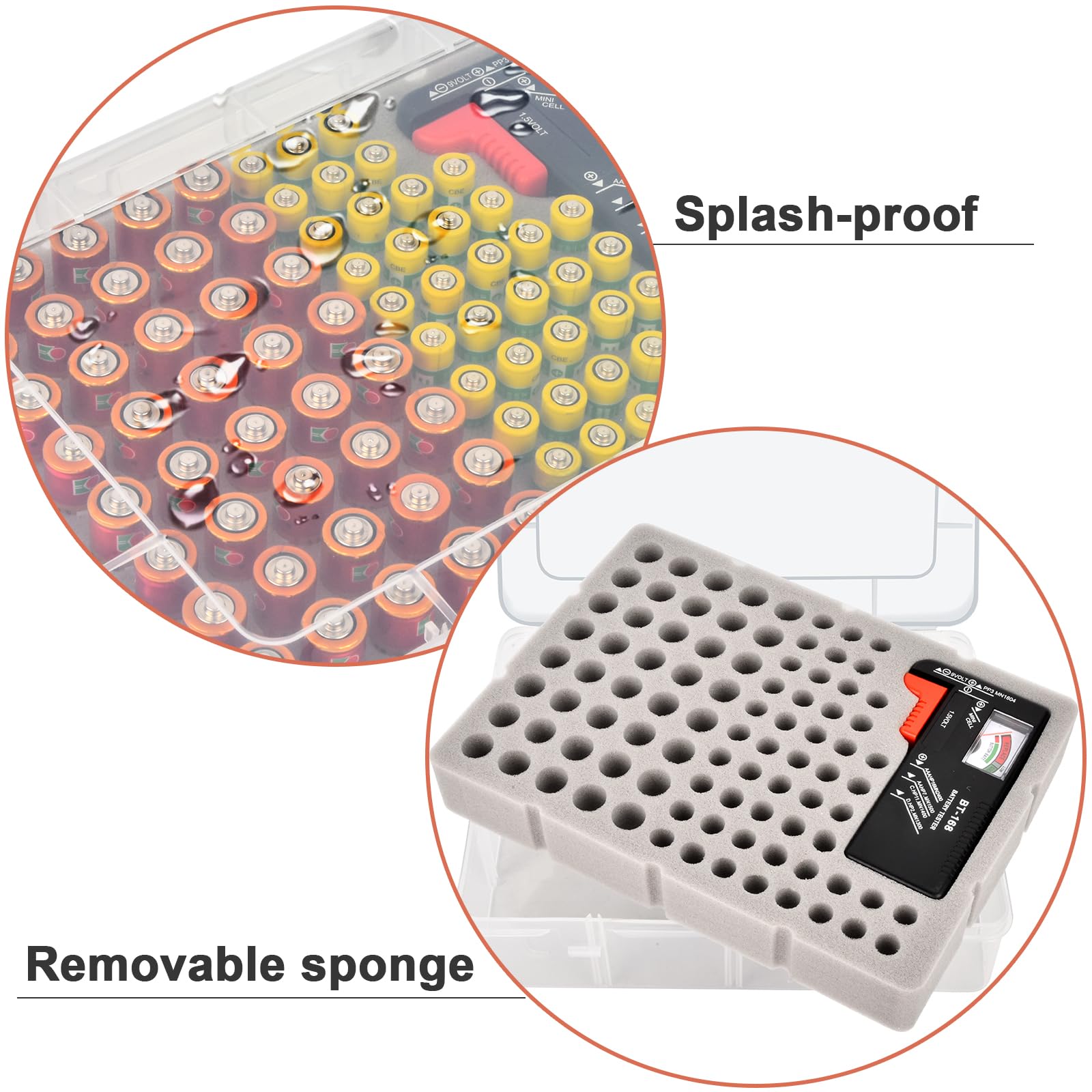 Casmilee Batterie Aufbewahrungsbox, Batteriebox Hält 40 AA & 50 AAA Batterien Mit Batterietester, Batterie Box Organizer Aufbewahrung aus Kunststoff, Batteriekasten, Akku Tasche (Nur Box)