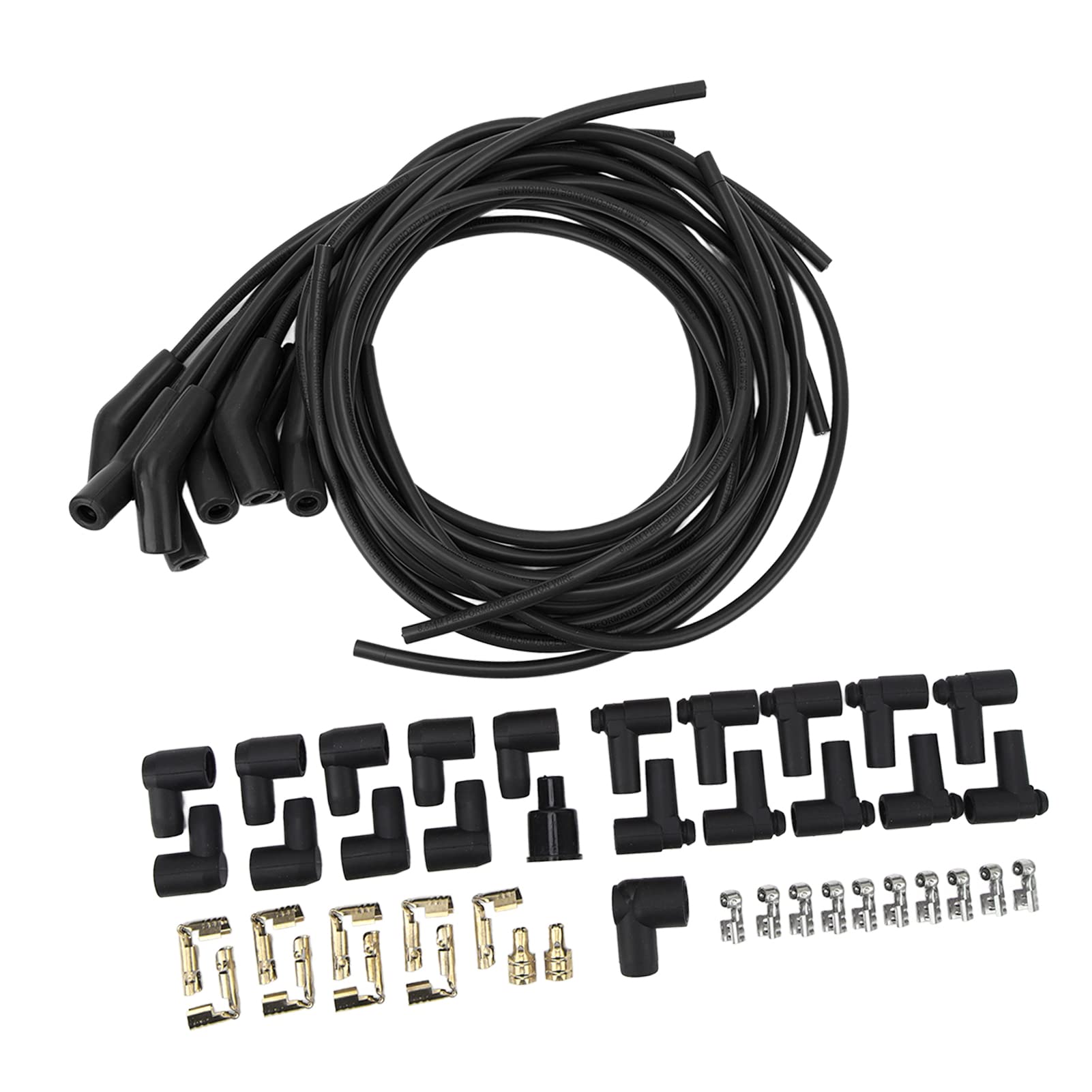 Cosiki Set cavi di accensione, diametro candele 8,5 mm, set cavi di accensione con copertura antipolvere per veicoli a 8 cilindri (nero)
