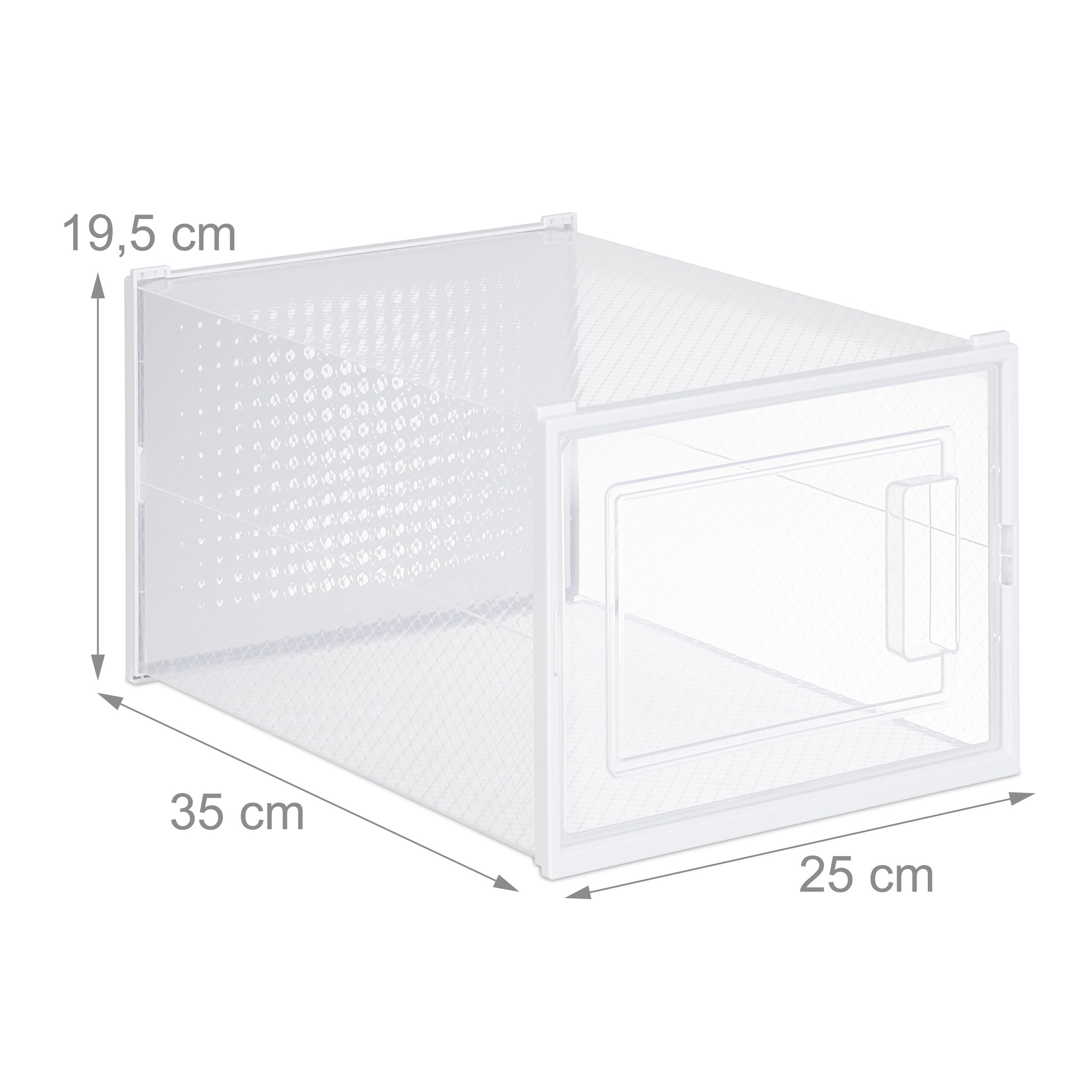 Relaxdays Set 12 Scatole di Plastica per Scarpe Fino al N. 47, Scarpiera con Box Impilabili, Shoe Organizer, Trasparenti