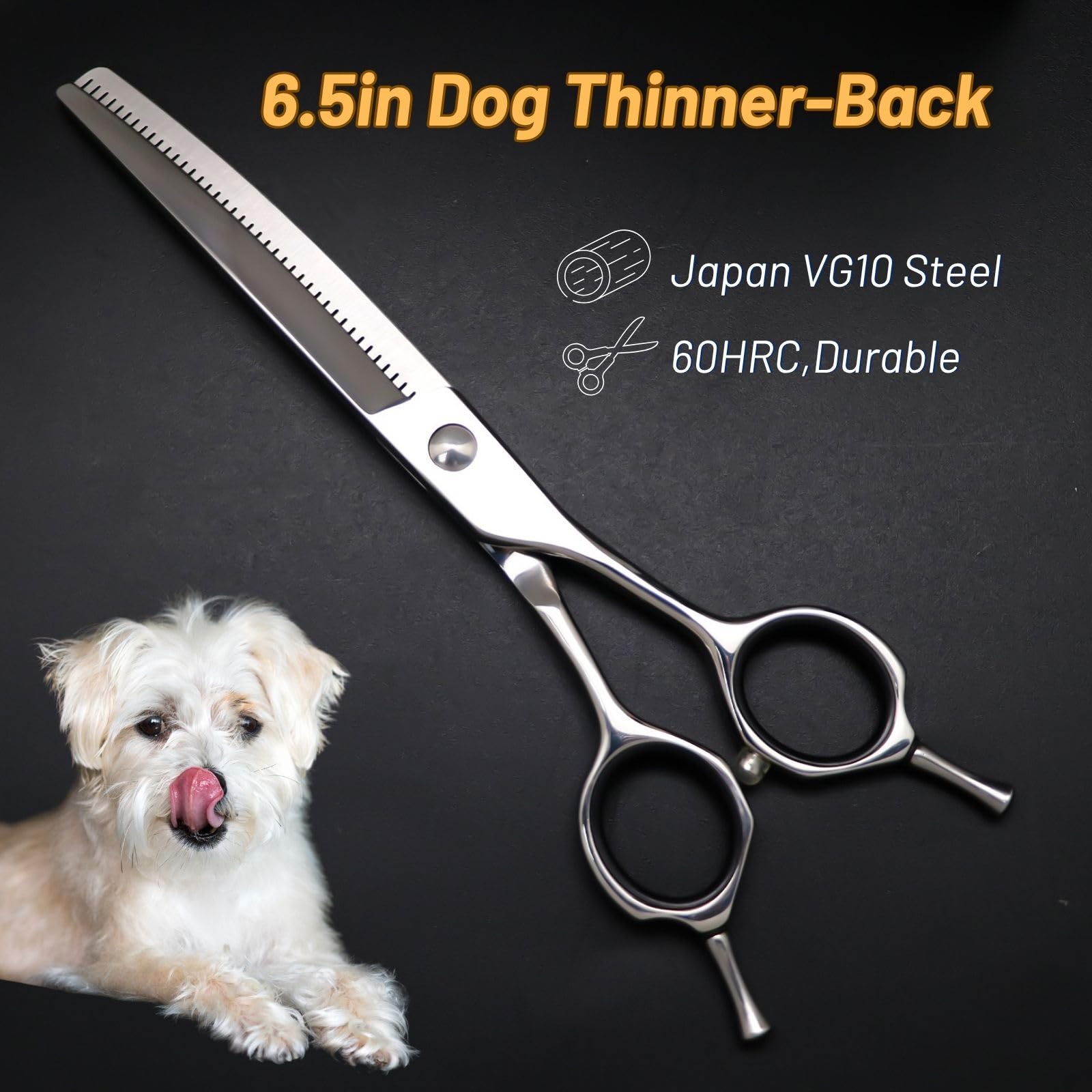6,5 pulgadas Corte de adelgazamiento curvo 40 dientes Corte de belleza para mascotas 25 grados Corte de perro curvo, tasa de adelgazamiento del 75%