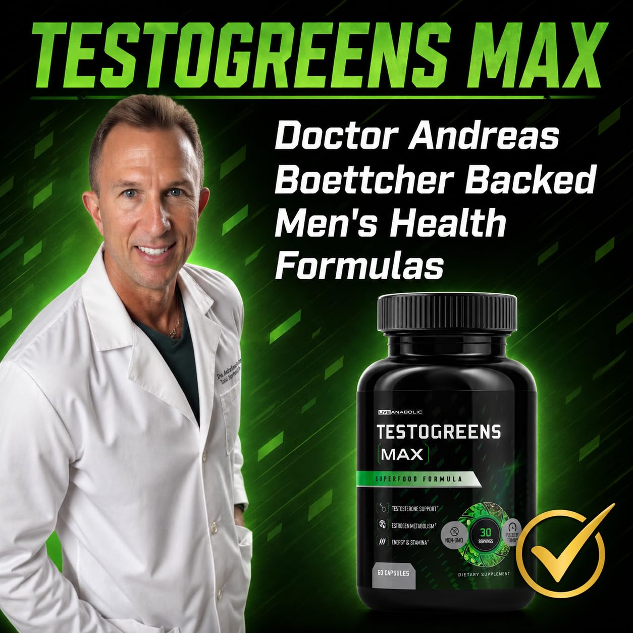 Live Anabolic TestoGreens Max Men's Greens Supplement, Hormone Support — Amazon image 3