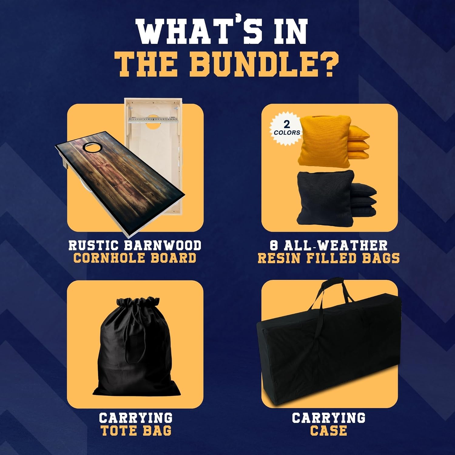 Cornhole365 Complete Cornhole Board Set - Includes Solid Wood Cornhole Board, 8 All-Weather Cornhole Bags, Portable Carrying Case & String Tote Bag Outdoor Game Bundle