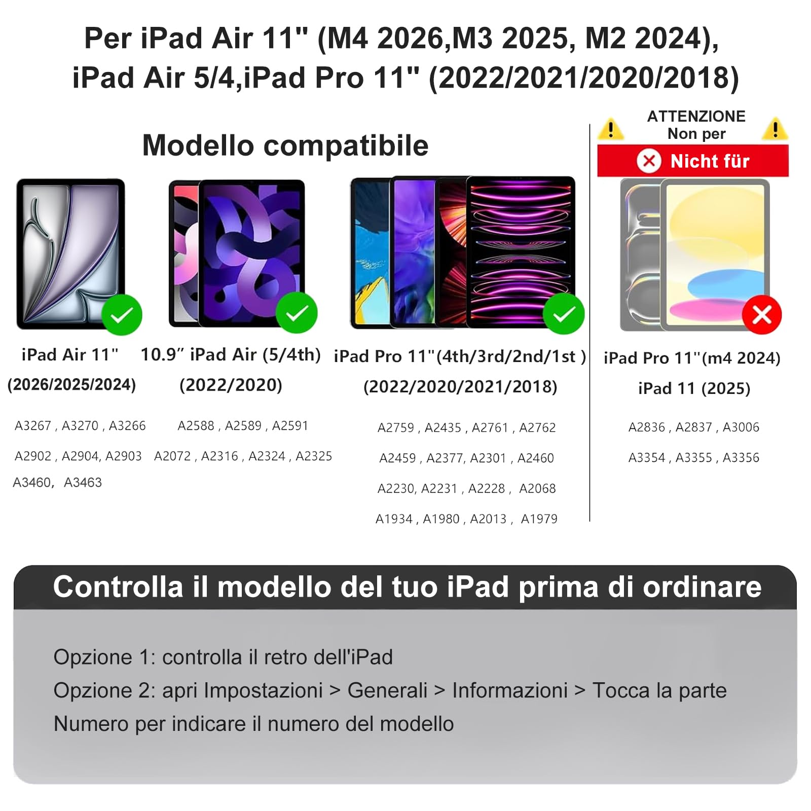 FOGARI Per iPad Air 11/ 5ª/4ª generazione e iPad Pro 11 Cover Tastiera | Tastiera Bluetooth Rimovibile con Retroilluminazione 7 colori e Touchpad per iPad Air 11 M4 2026/M3 2025/M2 2024, Azzurro