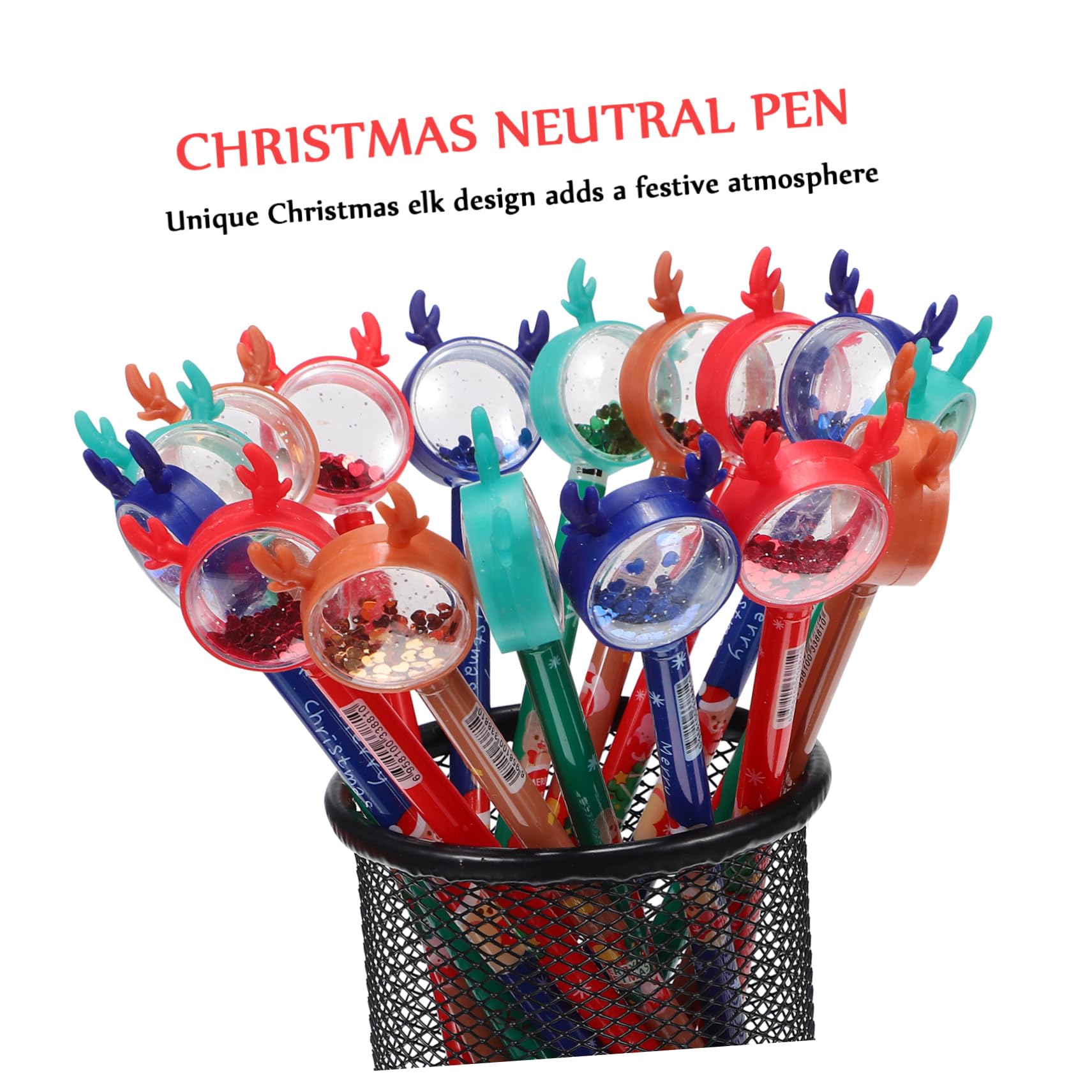 Toyvian 36pièces Lot de Stylos Gel à Paillettes Forme de Renne de Noël Stylos à Encre Pointe Fine pour Écriture Quotidienne Fournitures de Bureau