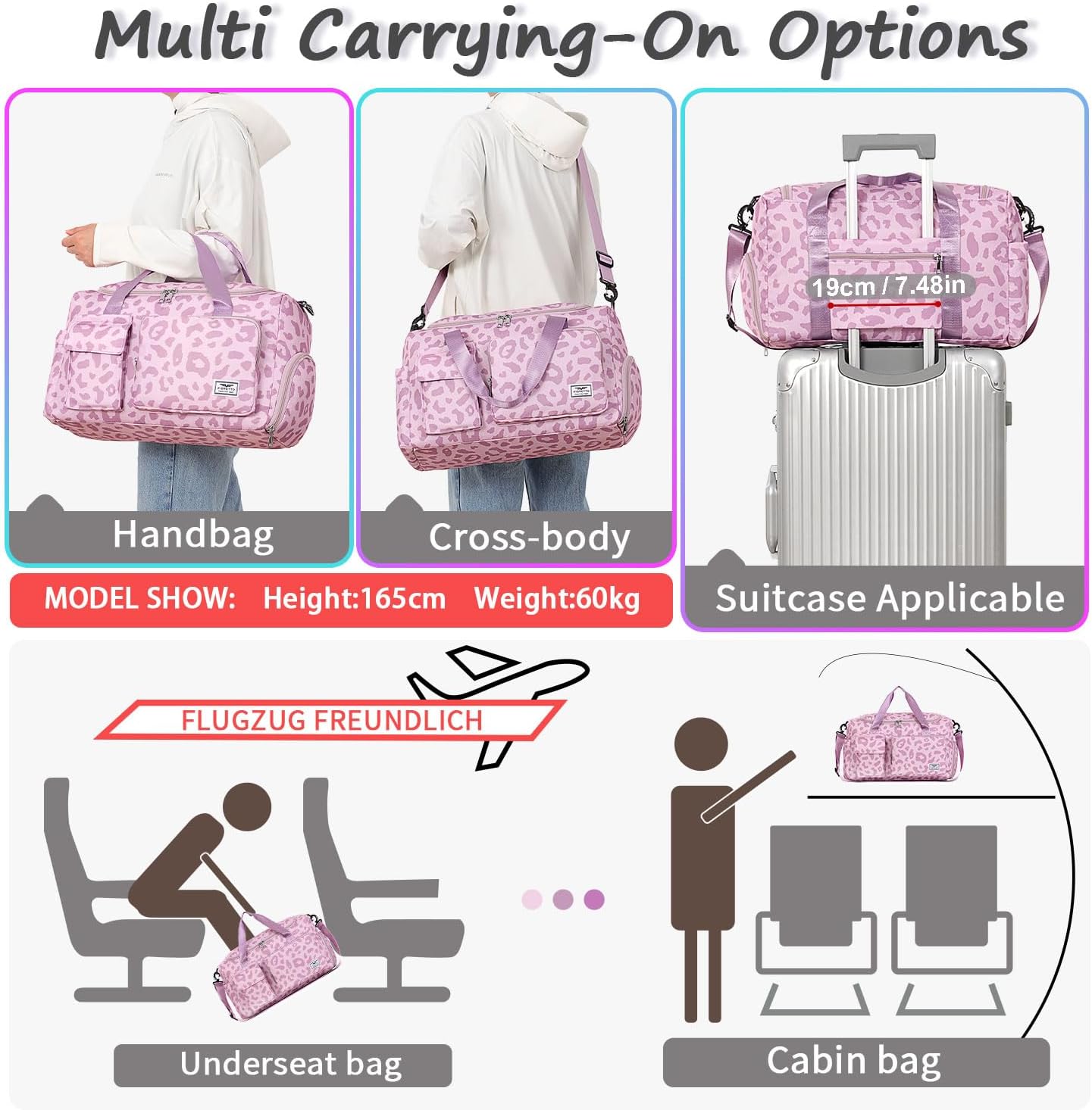 FIORETTO Women's Gym Duffle Bag with Shoes Compartment, 37L Capacity, Ideal for Travel, Gym, Sports, Duffel, Weekender - Image 6