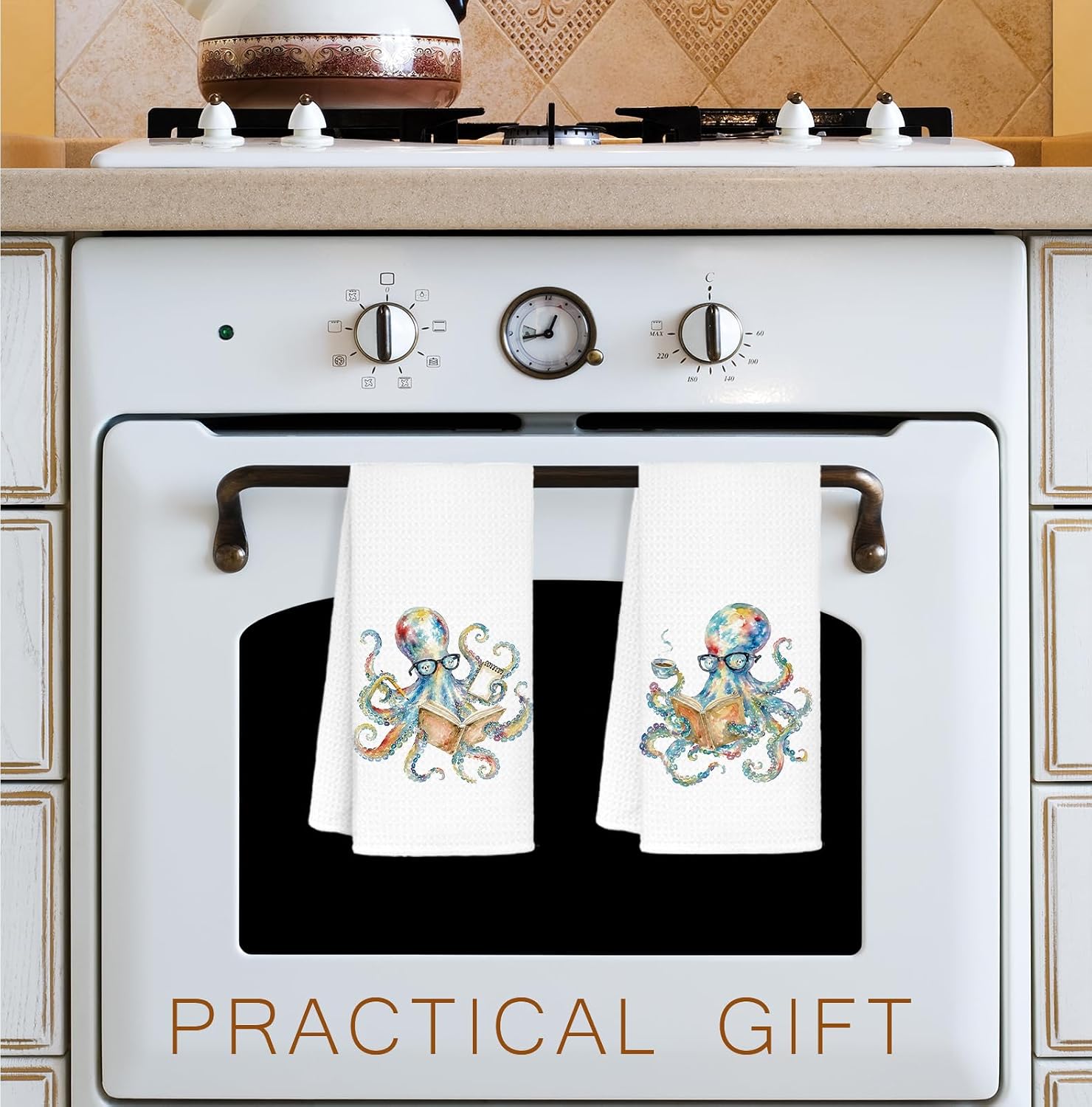 Funny Octopus Beach Hand Towel for Bathroom Set of 2, Octopus Gifts 16x24 image 4