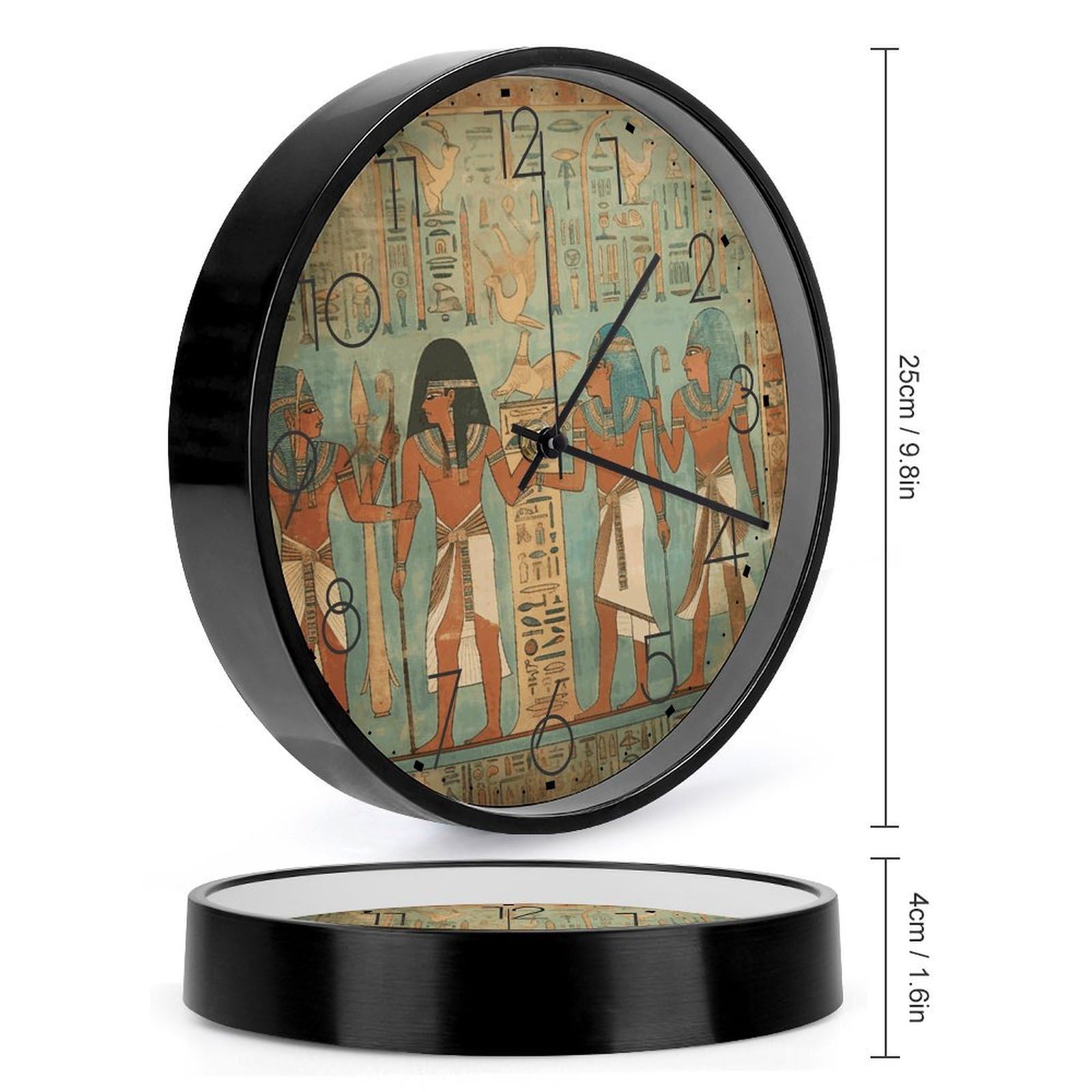 Orologio da parete da donna nell'antico Egitto, silenzioso, senza ticchettio, orologio moderno a batteria, rotondo, analogico, classico, per camera da letto, cucina, ufficio
