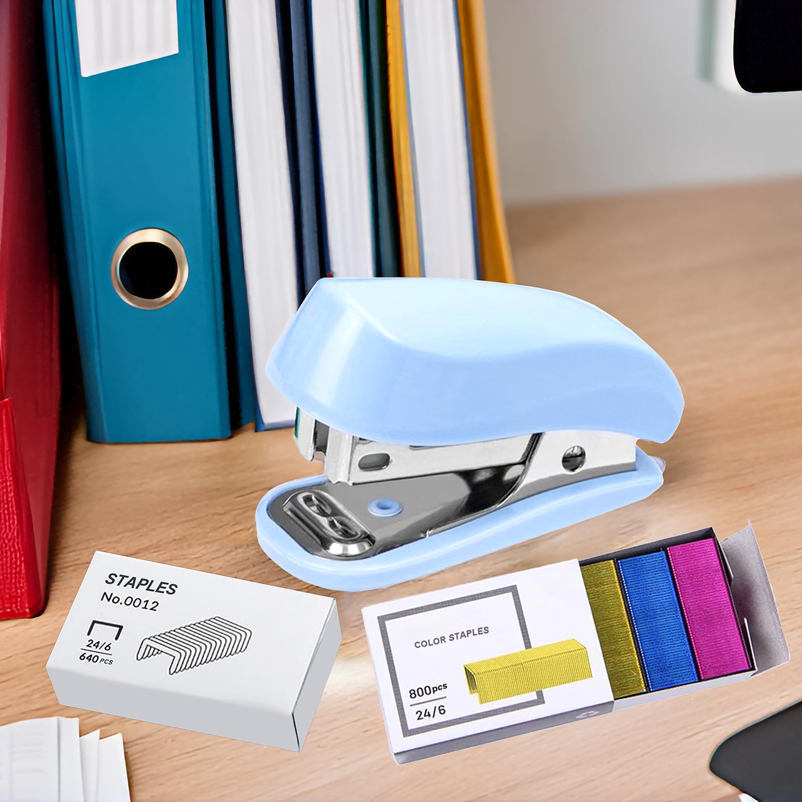 Staple Kit 3-in-1 Portable Stapler Hole Punch Tape Dispenser Kit Mini Stapler Set ...
