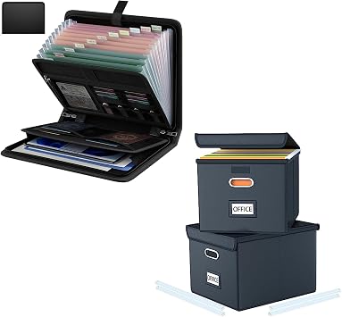 Upgraded File Organizer Boxes with Lids and Fireproof Accordion File Organizer