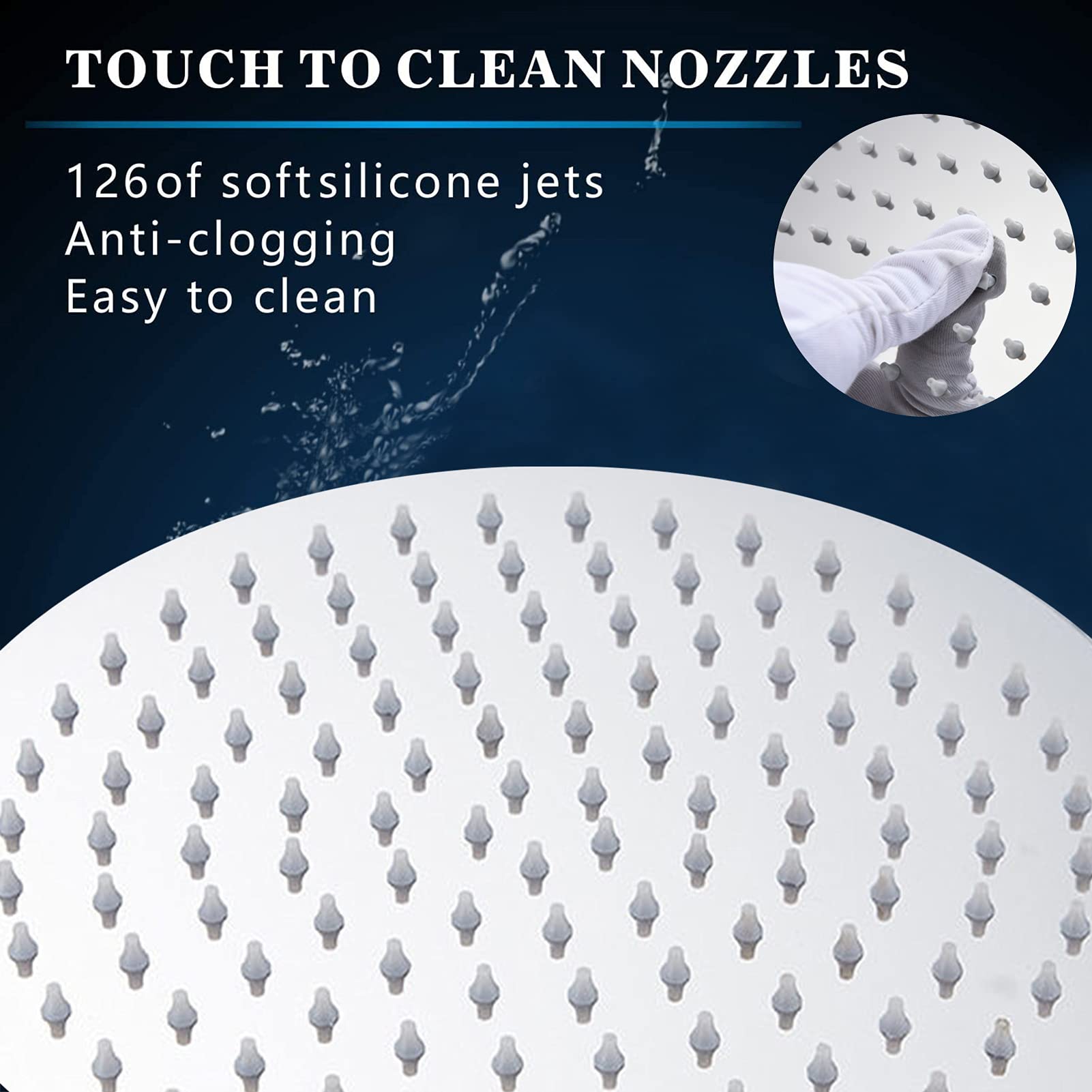 Grande soffione doccia a pioggia da 10", rotondo ad alta pressione, in acciaio inox 304, look moderno e di lusso, universale da parete e soffitto