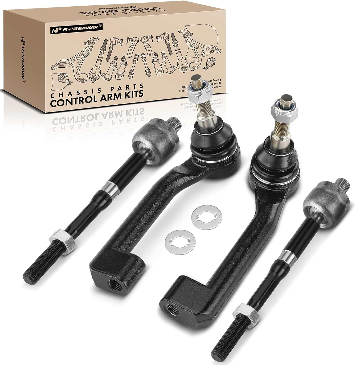 A-Premium Set of 4, Front Inner and Outer Tie Rod End Kit, Compatible with Ford Explorer 2020-2023, Police Interceptor Utility 2020-2023