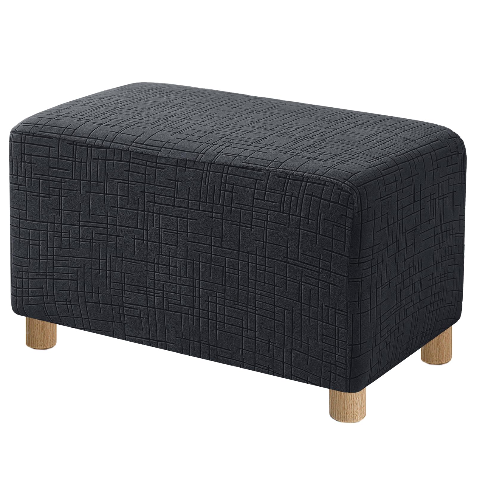High Stretch Ottoman Cover Rectangular (Small, Charcoal Gray