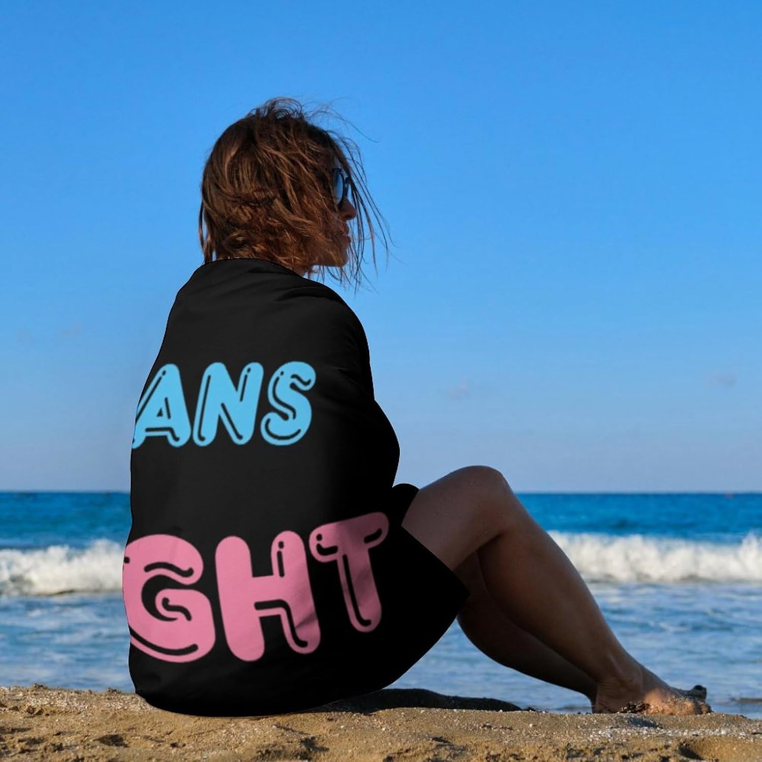 Trans Right Oversized Beach Towel Soft Absorbent Pool Bath Swim Towels for Adults Travel Vacation Gifts 130x80cm