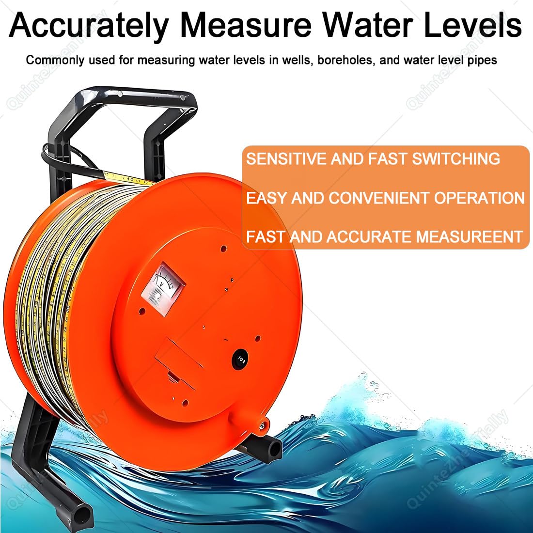 Medidor Nivel Agua,Cinta Métrica Acero Pozos Profundos,Medidor Nivel Agua & Sonda Profundidad,Lectura Mínima 1 Mm,para Medición Pozo Agua 10 M-300 M 10m