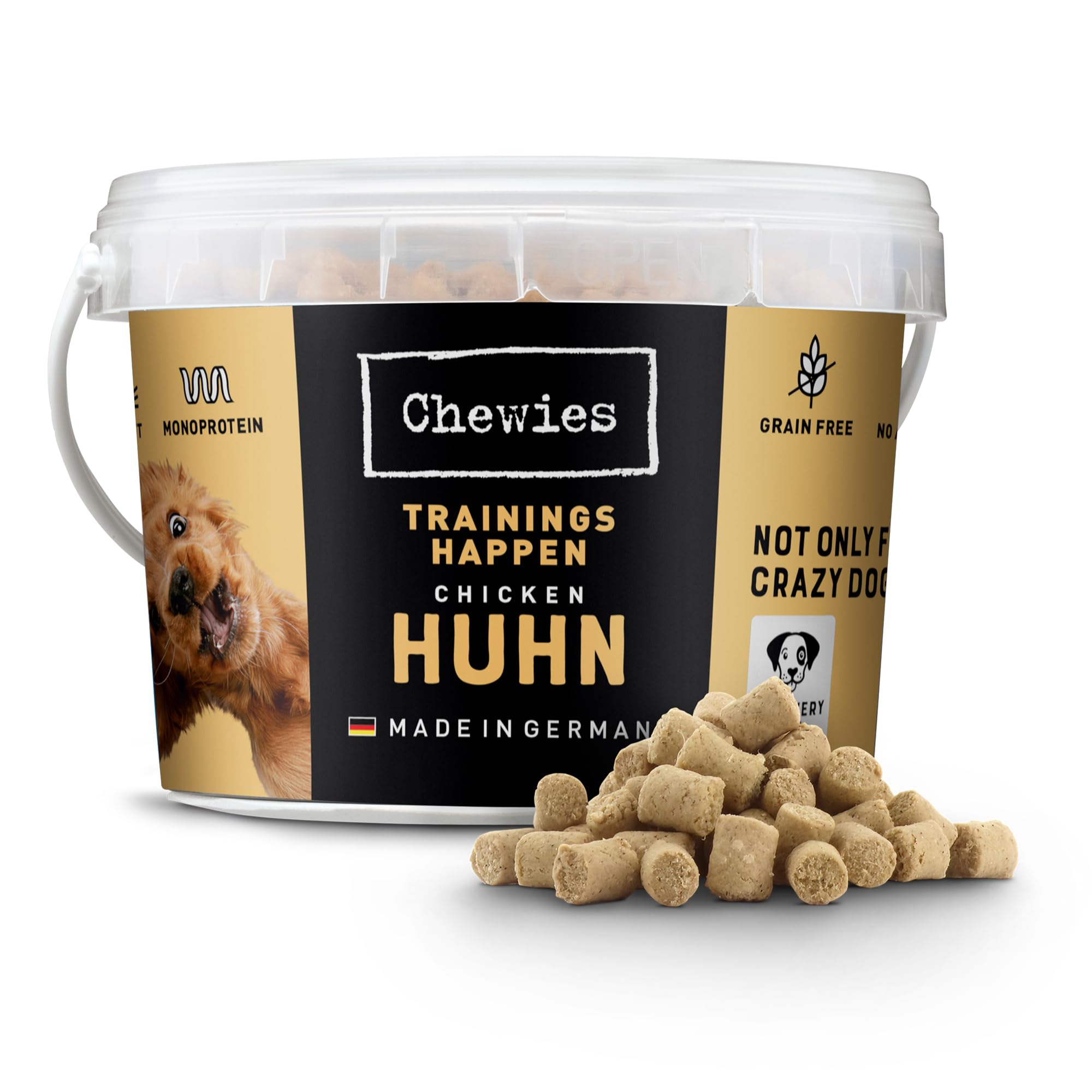 Chewies Trainingshappen Huhn - Monoprotein Snack für Hunde - 300 g - getreidefrei & zuckerfrei - Softe Leckerlies fürs Hundetraining - hypoallergen