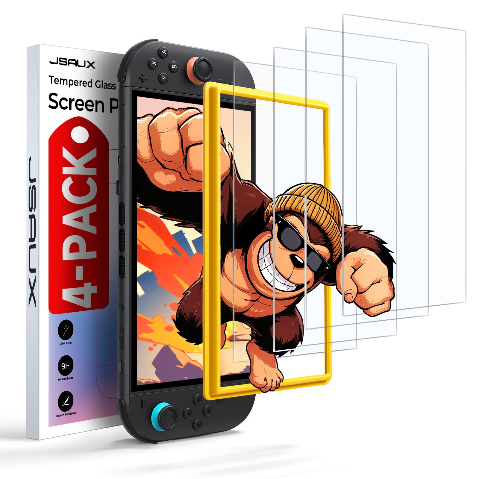 JSAUX 4-Pack Ultra HD Screen Protector for Nintendo Switch 2