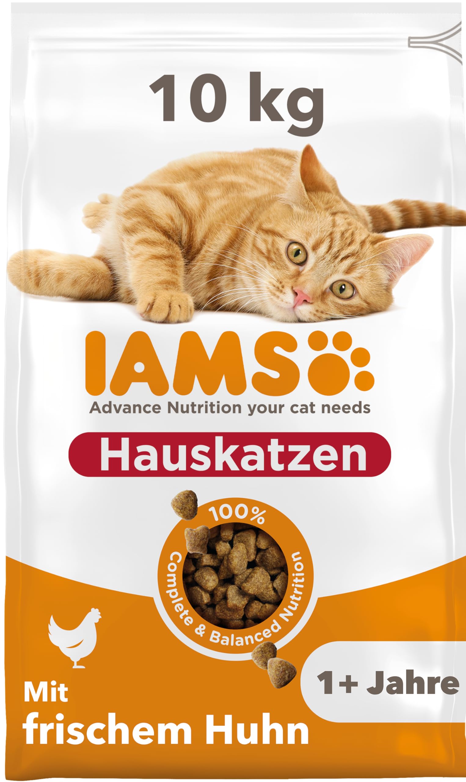 IAMS Indoor Katzenfutter trocken mit Huhn - Trockenfutter für Hauskatzen ab 1 Jahr, 10 kg
