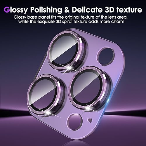 Miniatura 5 de Protector de lente de cámara para iPhone 14 Pro y iPhone 14 Pro Max, anillo de metal 3D, protector de cámara de vidrio templado HD con panel pulido