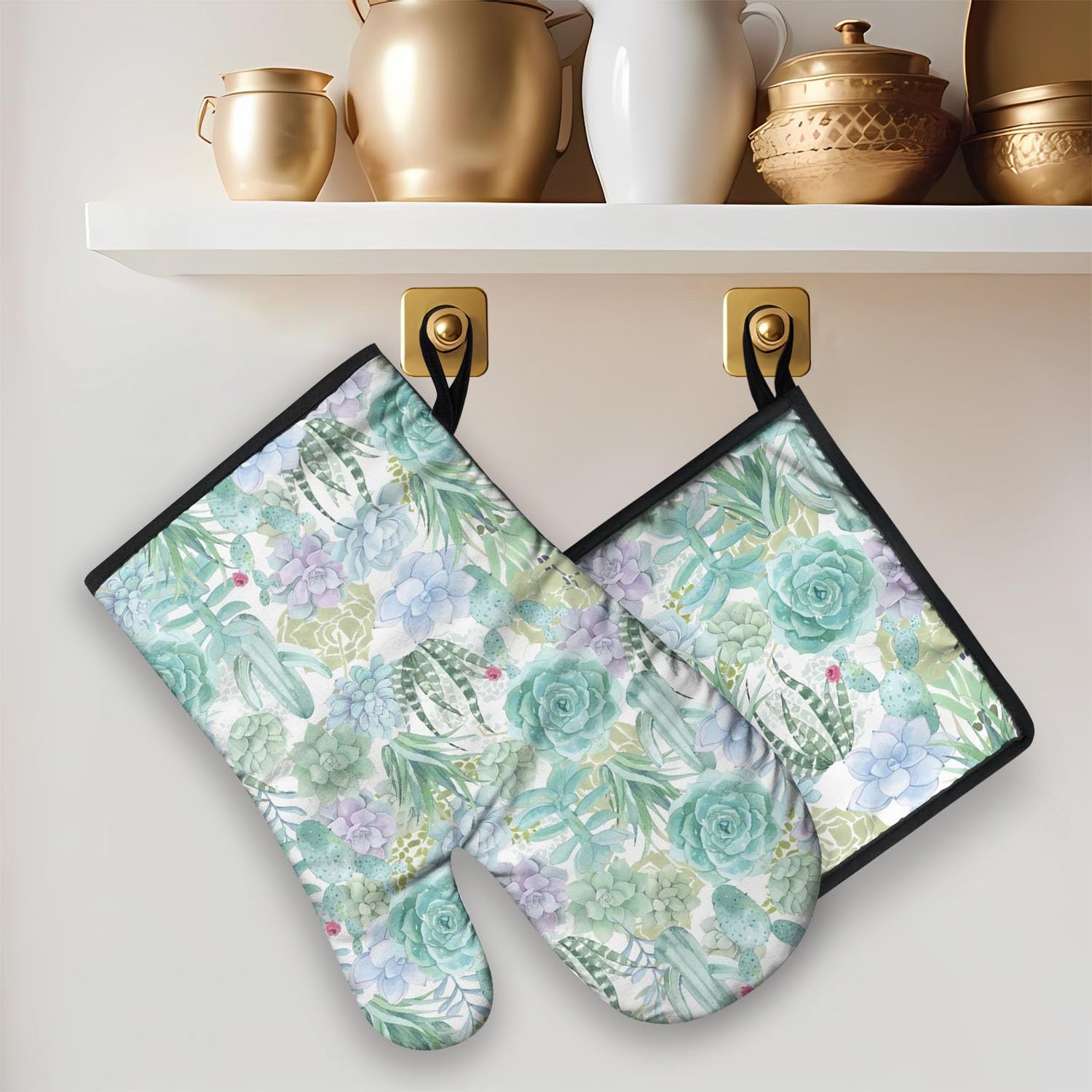 Ofenhandschuhe und Topflappen, 2er-Set, für Küche, hitzebeständige Ofenhandschuhe und heiße Pads für die Küche, weiche Ofenhandschuhe und Grillen, Backen, Grillzubehör und Zubehör