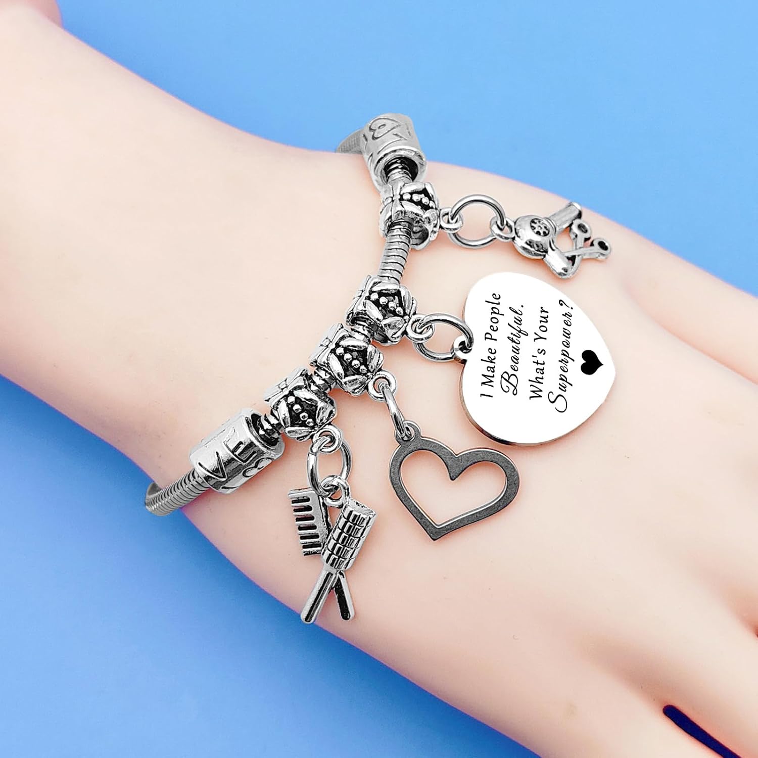 Beautician Gifts Bracelet Birthday Gift for Hairdresser Jewelry Hair Stylist Gifts for Women Cosmetology Graduation Gift Bracelet Inspirational Present for Friend Beauty Salon Hair Barber Present - Image 3