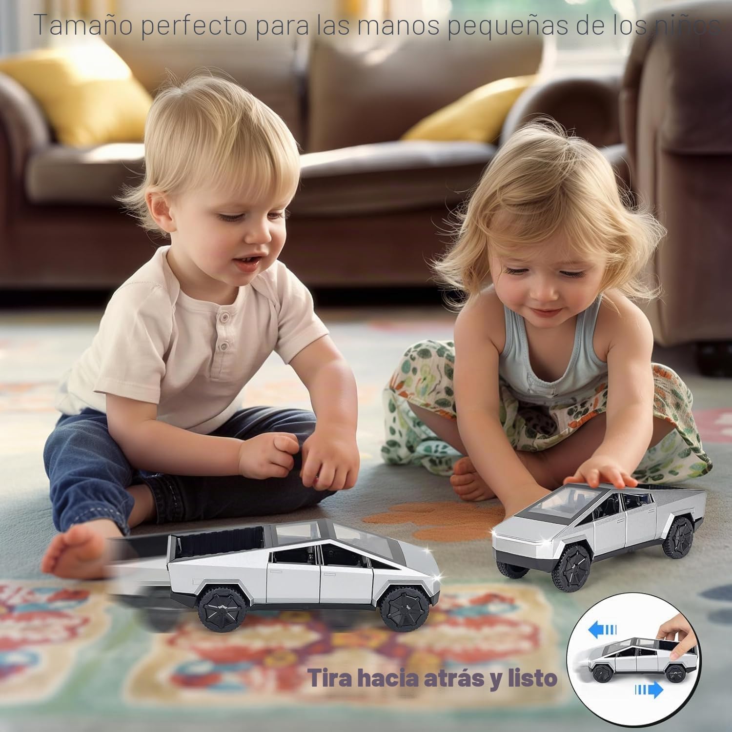 MODVOVO Tesla Truck Modelo de Coche 1:32,Coche de Juguete con Luz y Música,Función de Retroceso,Aleación Fundida a Presión,Juguete para Niños a Partir de 3 Años y Coleccionistas de Coches (Negro)