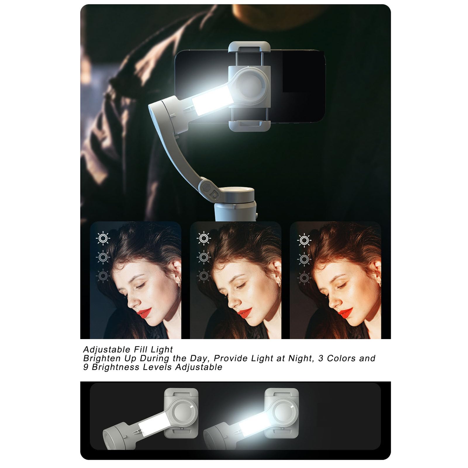 Cuifati Estabilizador de Teléfono de 3 Ejes con Seguimiento AI Batería de 3600 MAh Palo Selfie Bluetooth Compacto Plegable para Grabación de Video Vlogging OS Teléfonos