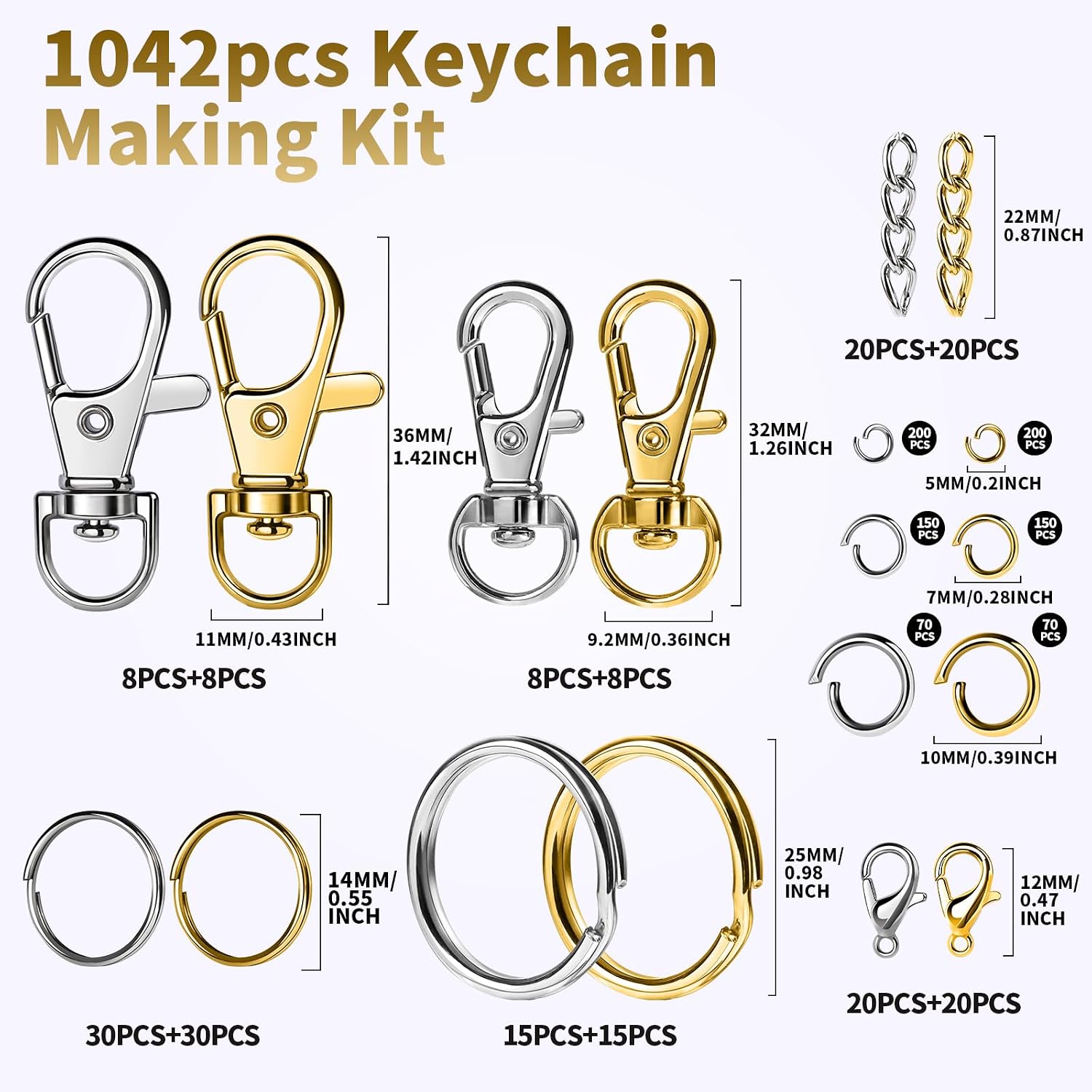 Gootaimi 1042PCS Keychain Making Kit, for Crafts, Purse Making