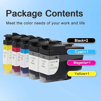 LC3037 XXL Ink Cartridges Super High Yield (5-Pack, 2Black/1Cyan/1Magenta/1Yellow) - Replacement for Brother MFC-J5845DW MFC-J6945DW MFC-J6545DW MFC-J5945DW Printer
