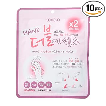 Soflisse Double Essence Hand Mask, Hydrating Heating Hand Mask, Alleviates Fatigue, Formulated with Shea Butter and Cacao Butter 10 Packs