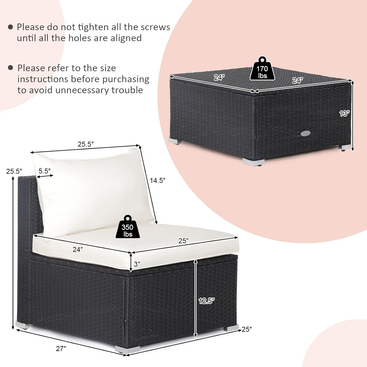 Tangkula 5-Piece Outdoor Patio Furniture Set, Patiojoy PE Wicker Conversation Set with Cushions and Coffee Table, Patio Sectional Sofa Furniture Set for Garden, Poolside, Backyard (Off White) : Patio, Lawn & Garden