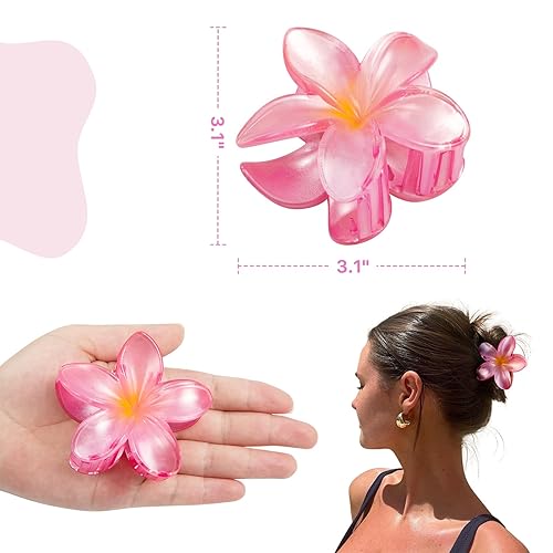 Miniatura 4 de Pinzas para el pelo de flores hawaianas para mujer, pinzas de pelo de hibisco, lindos accesorios para el cabello de playa de verano