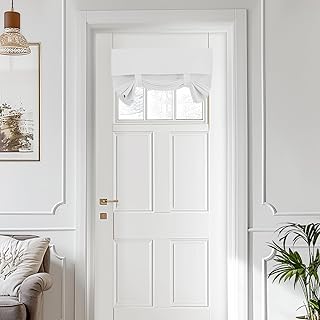 Vatge Small Door Window Curtains Privacy Thermal Insulated Window Coverings for Front Glass Door Tie Up Shade for Home Office, 1 Panel, W24 x L18, Greyish White