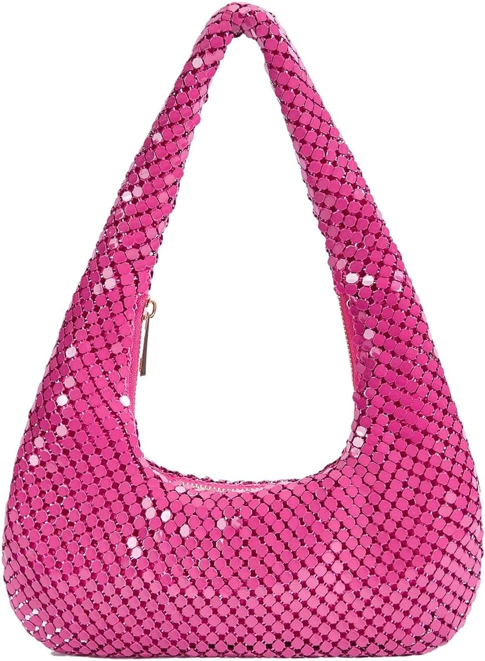 MakeMeChic Women's Metallic Glitter Sequin Underarm Bag Party Evening Hobo Handbags