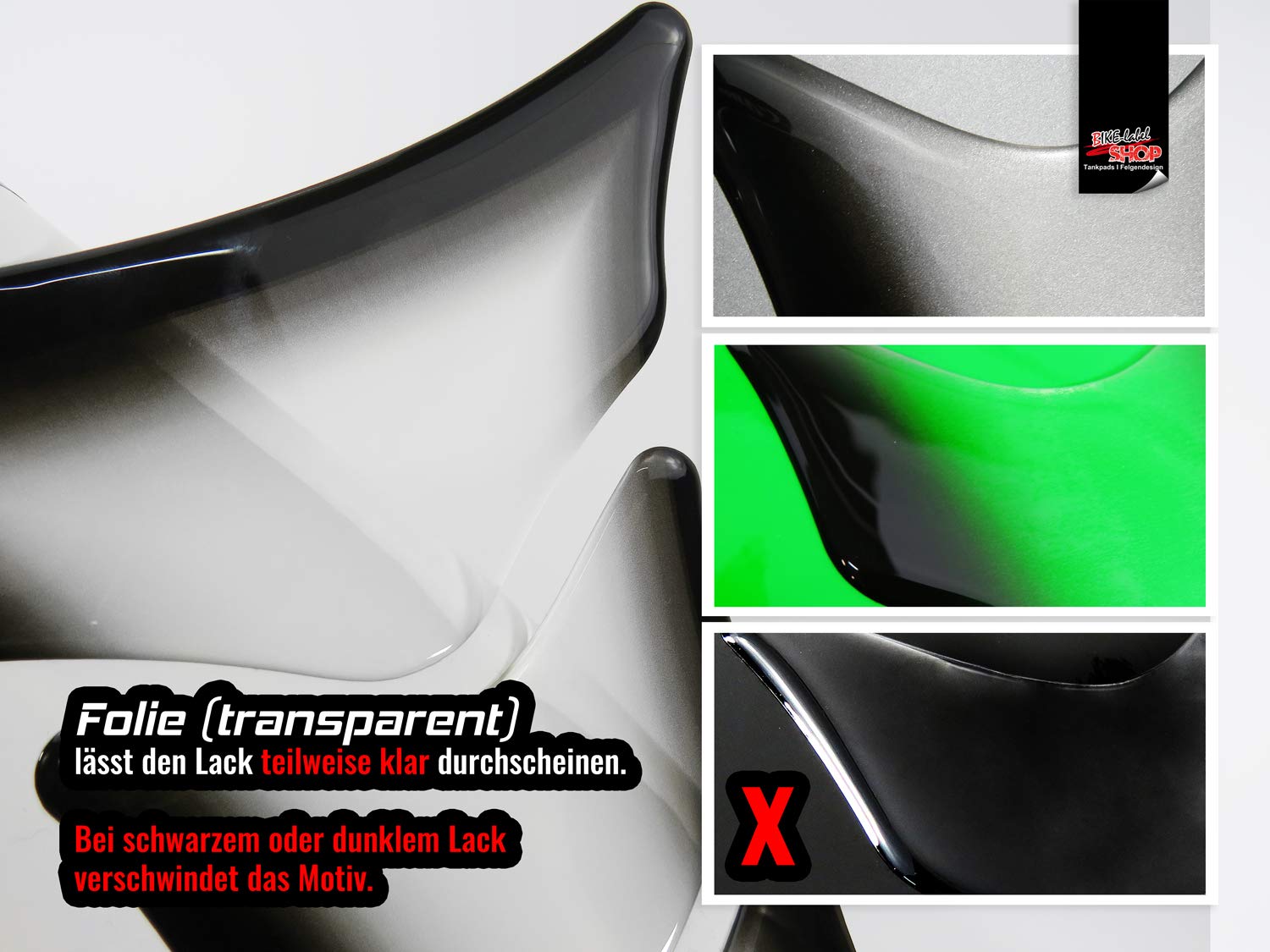 BIKE-label Tankpad Transparent Schwarz kompatibel für Kawasaki Z900 502931VA