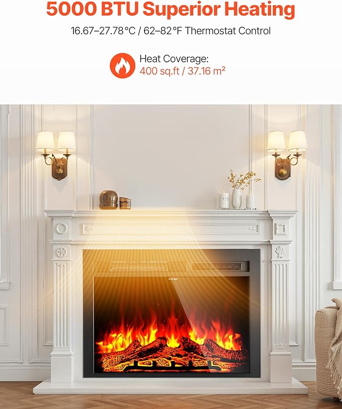 VEVOR Insert de Chimenea Eléctrica 40 Pulgadas, 5000BTU, Montaje Empotrado o en Pared miniatura 3