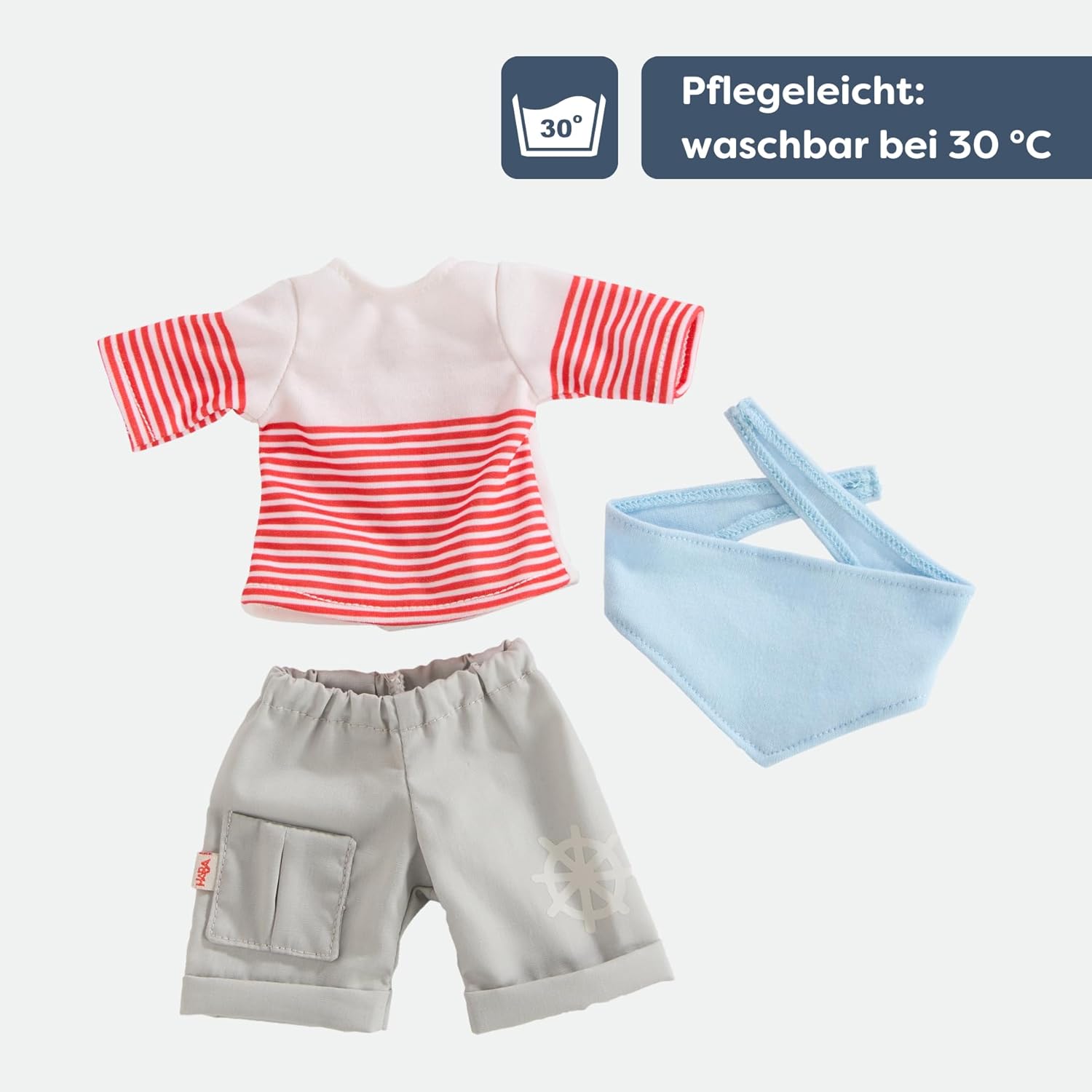 HABA AHOI Clothing Set - 3-Piece Outfit for Dolls 30 cm, from 18 Months - 2011860001