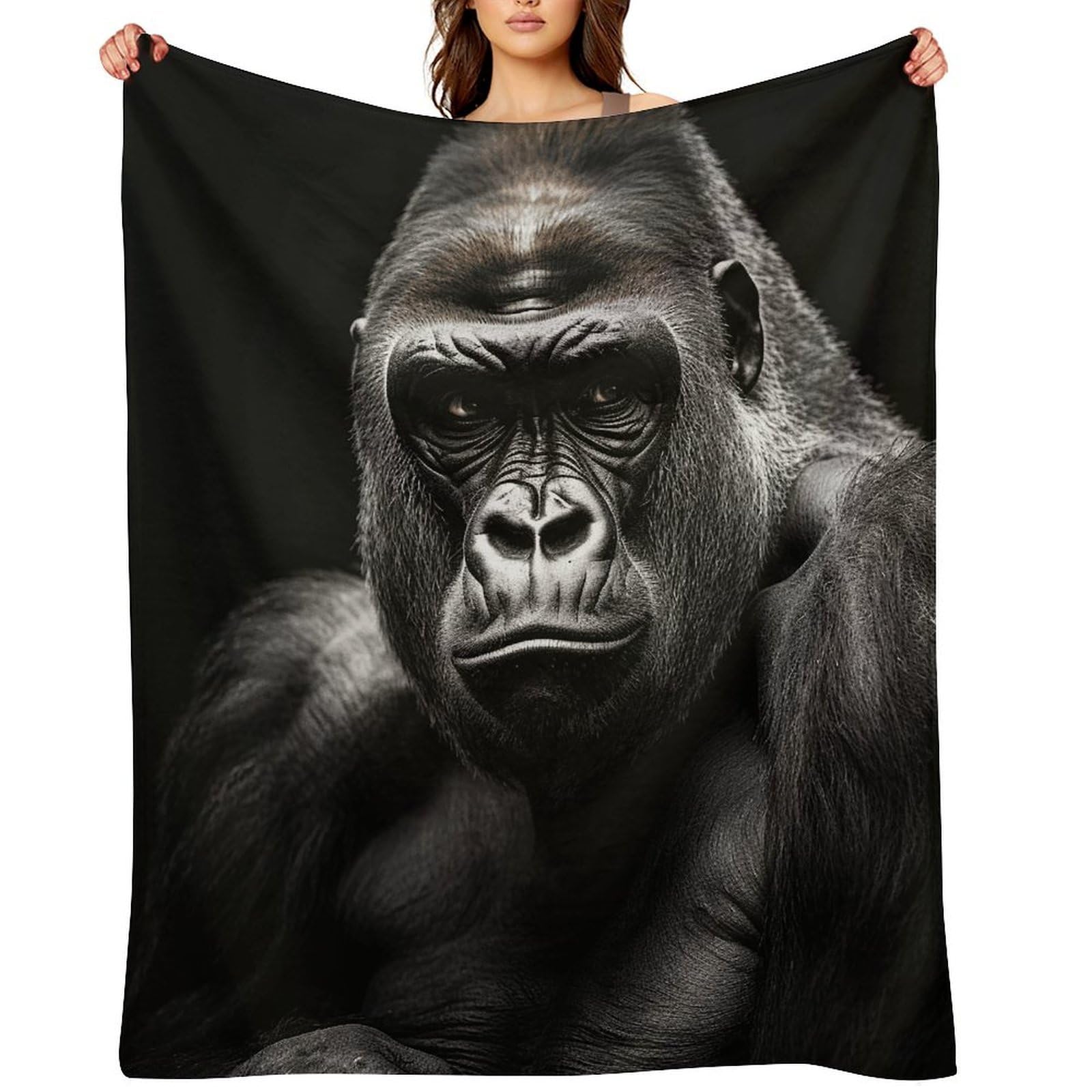 Male Gorilla Throw Blanket for Couch and Bed Super Soft Warm Lightweight Throw Blankets Cozy Fuzzy Flannel Blanket Personalized Decorative Blankets for Sofa Decor 50"x60"
