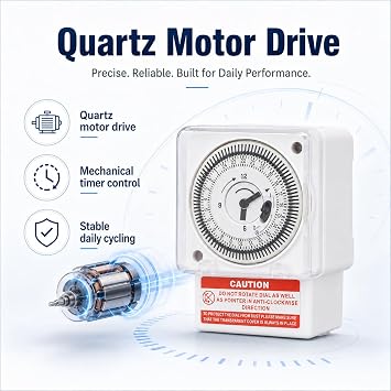 Mechanical Immersion Heater Timer 24 Hour, Waterproof Cover
