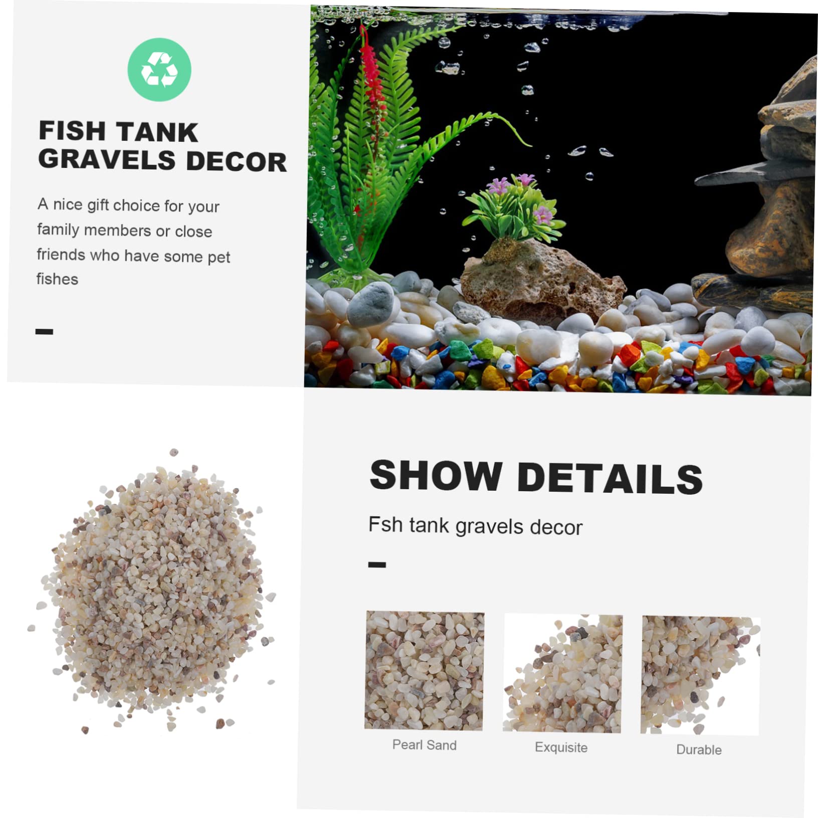 VICASKY Ghiaia per Acquario Sabbia Decorativa Ghiaia per Acquario per Riempitivo per Vasi per d Materiale per Pesci Acquatici