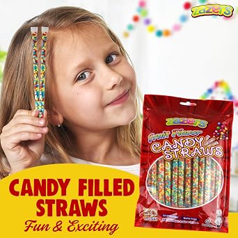Candy Straws, Fruit Flavor - Colorful, Nut Free, Party Favors, 30ct