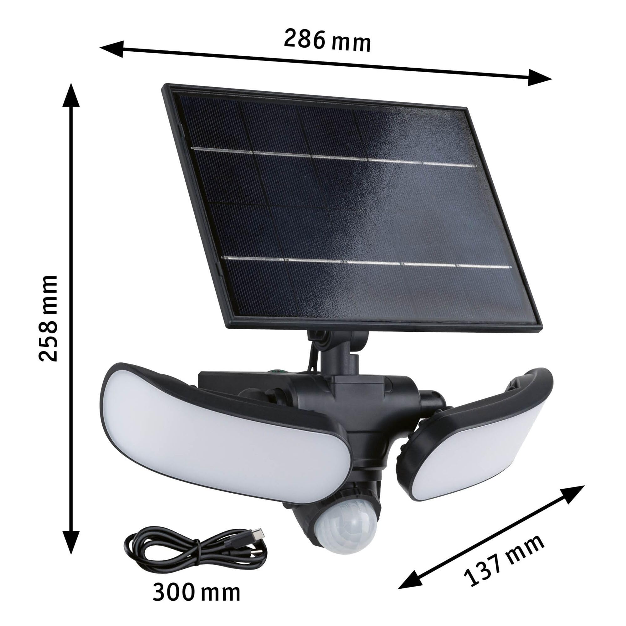Paulmann Zewnętrzny reflektor solarny Sonlig IP65 3000 K USB PIR antracyt 94610