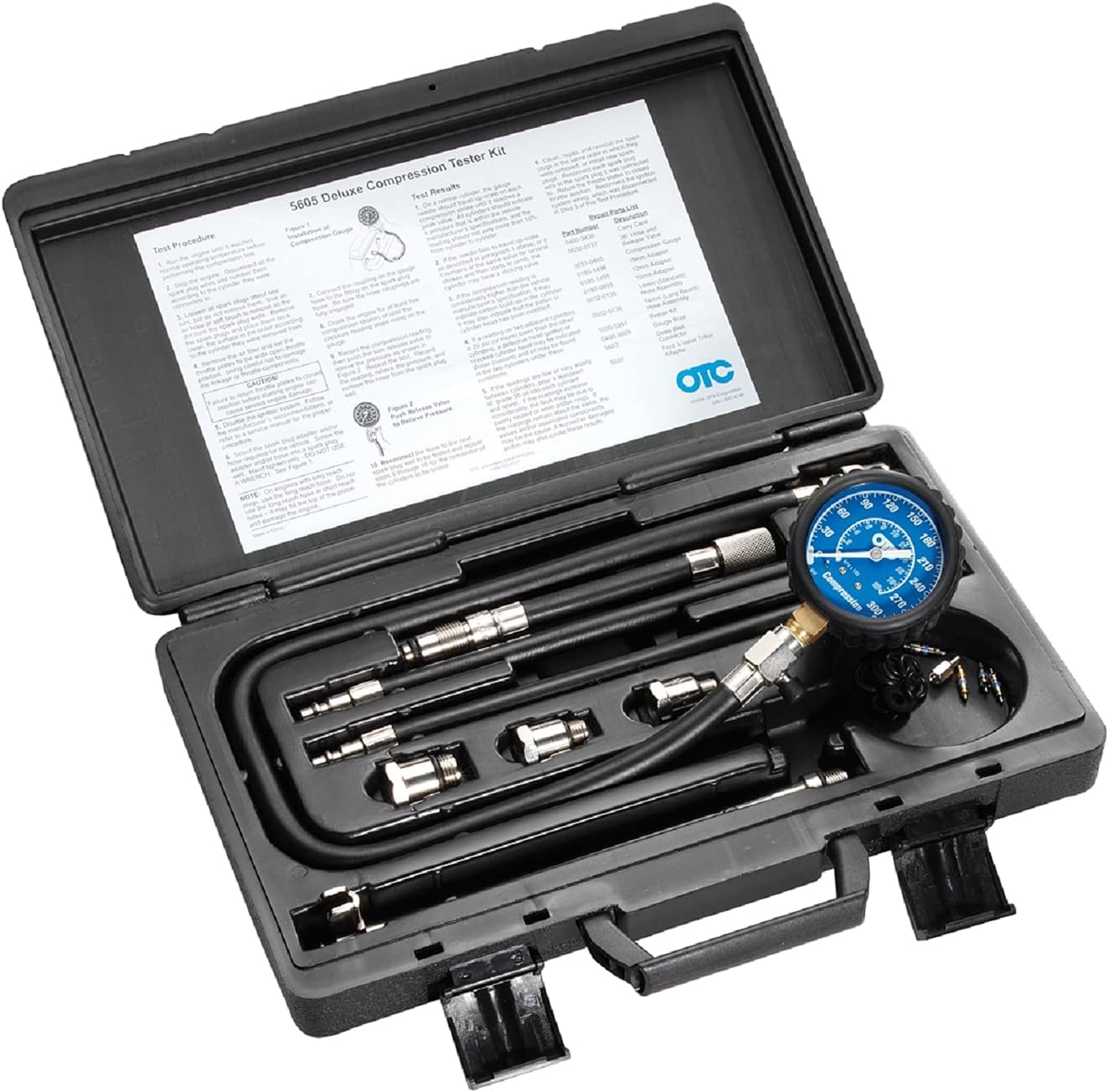 5605 Deluxe Compression Tester Kit With Carrying Case For Gasoline Engines