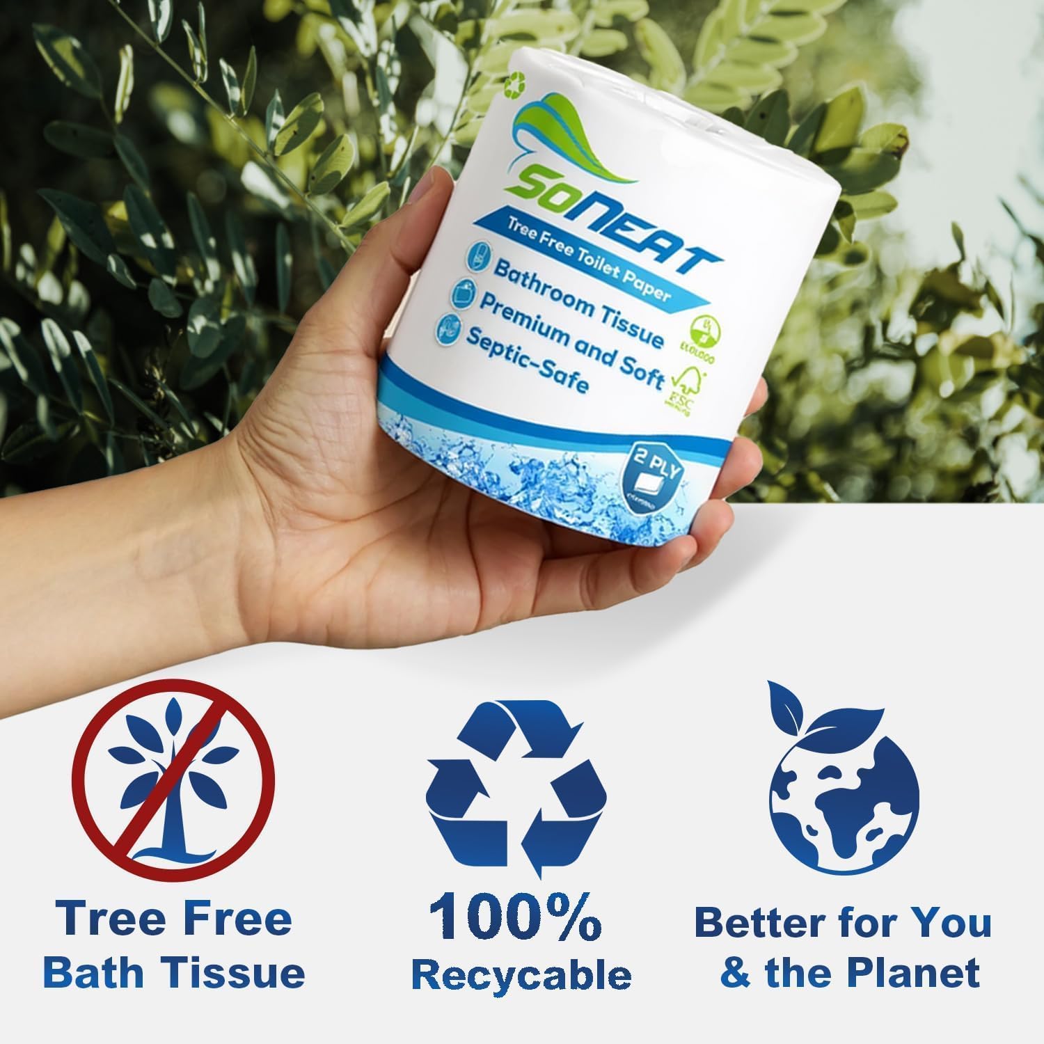 2-Ply Toilet Paper Bulk | Septic safe toilet paper | 40,000 Soft Sheets | 80 Rolls x 500 Sheets Each | Recycled Fiber & Strong Bath Tissue Mega Pack for Home & Commercial Use