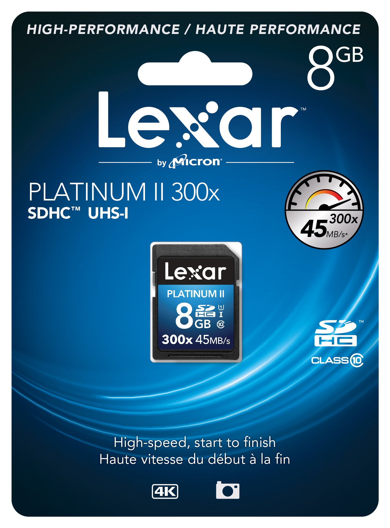 Lexar Platinum II 300x SDHC 8GB UHS-I/U1 (Up to 45MB/s Read) Flash Memory Card - LSD8GBBBNL300