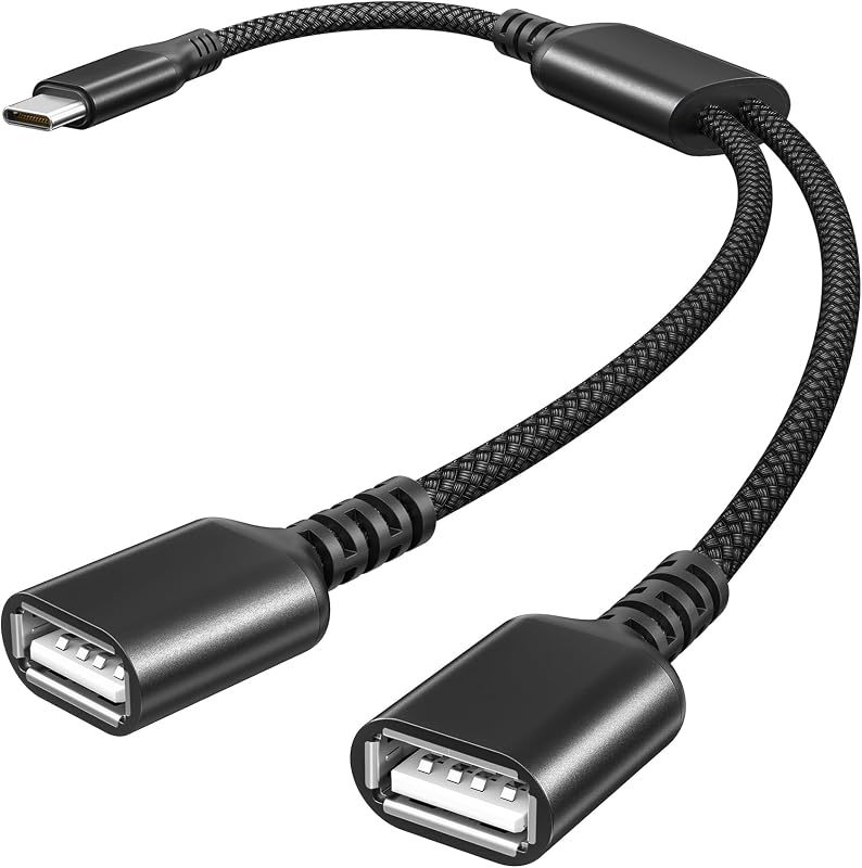Basesailor Adaptador de cable USB C macho a doble USB hembra de 3,3 pies, adaptador OTG | Convertidor Thunderbolt 3 A doble tipo A 2,0 para MacBook Pro,iPad 2021 Air 5,Microsoft Surface Go,Galaxy S25,iPhone 17 16 Max
