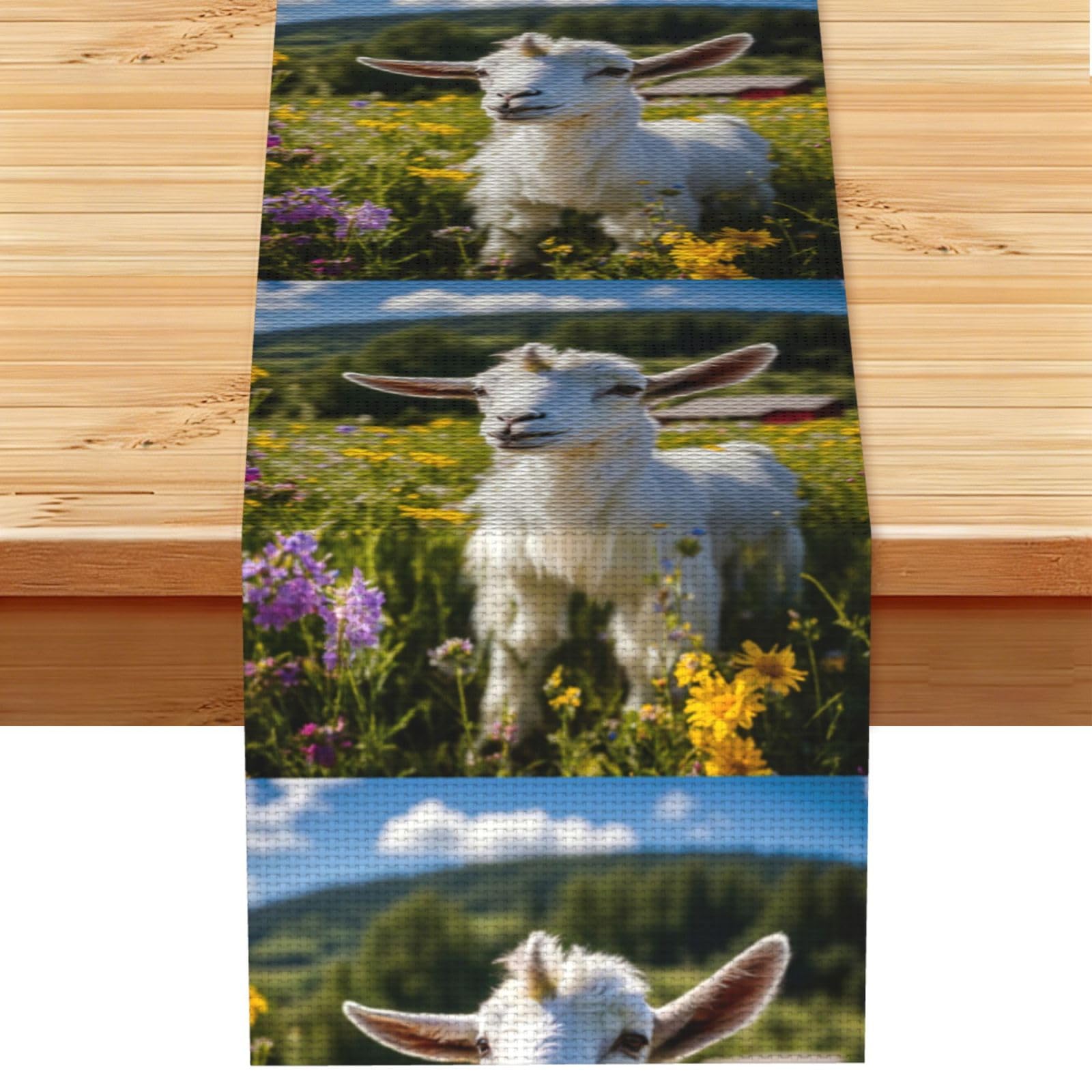 Goat Vintage Style Table Runner 13x72in, Soft Printed Centerpieces for Tables, Kitchen, Countertops & Dining Area Home Decor