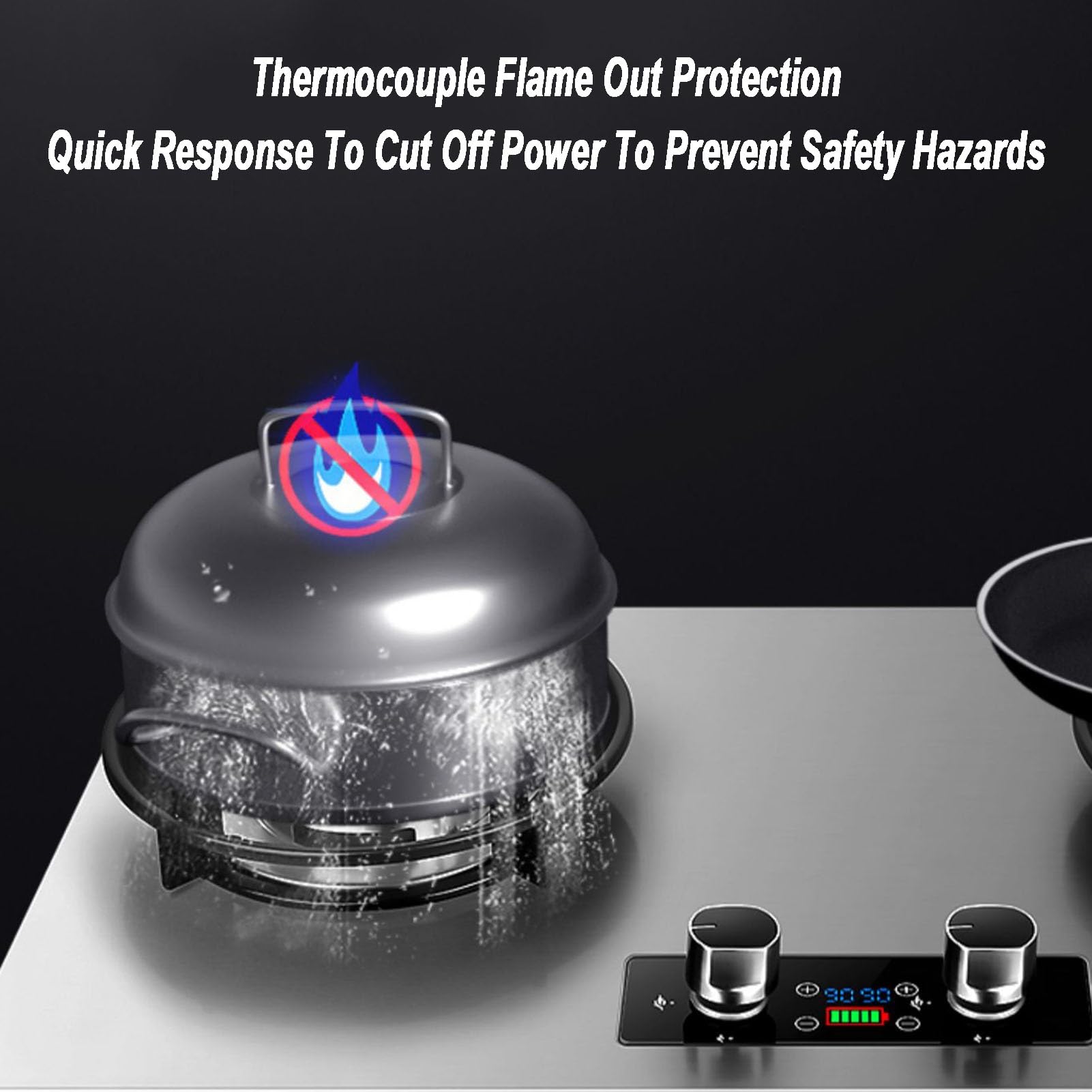 Cuisinière À Gaz 2 Brûleurs, Cuisinière Convertible GN/GPL, Table De Cuisson/plaque De Cuisson Intégrée En Fonte D'acier Inoxydable, Avec Protection Contre L'extinction, 4,8 KW/5,2 KW(LPG)